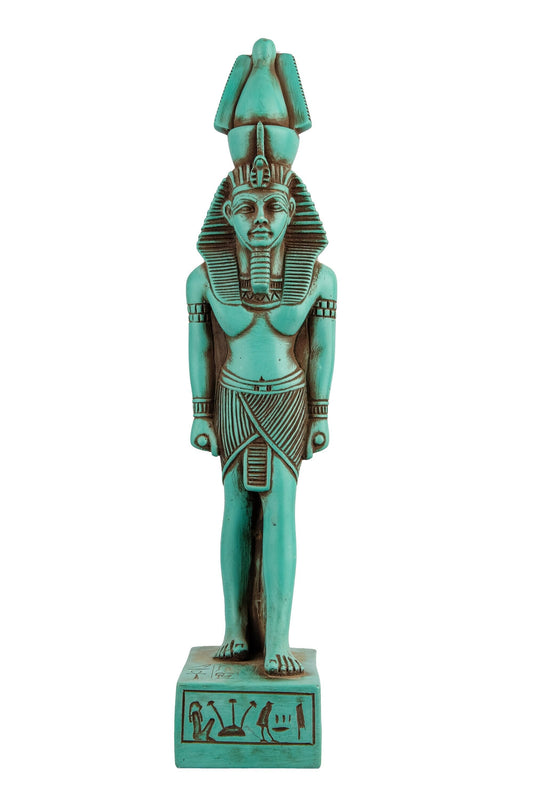 Unique statue of Egyptian Art pharaoh king Ramesses II, green large stone sculpture unique Egyptian art made in Egypt