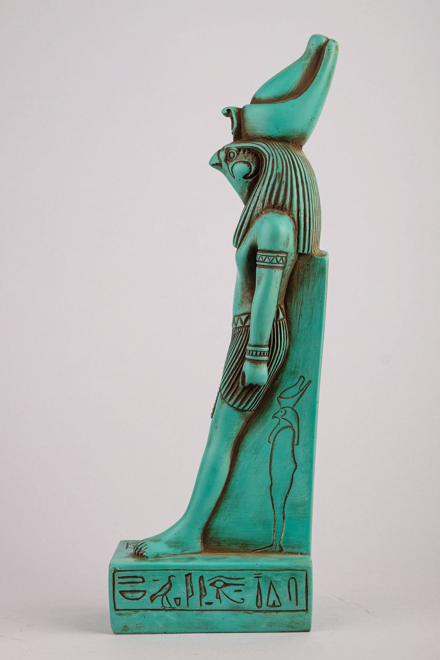 Statue Horus Falcon Headed God of Sky standing unique art Sculpture large green stone made in Egypt