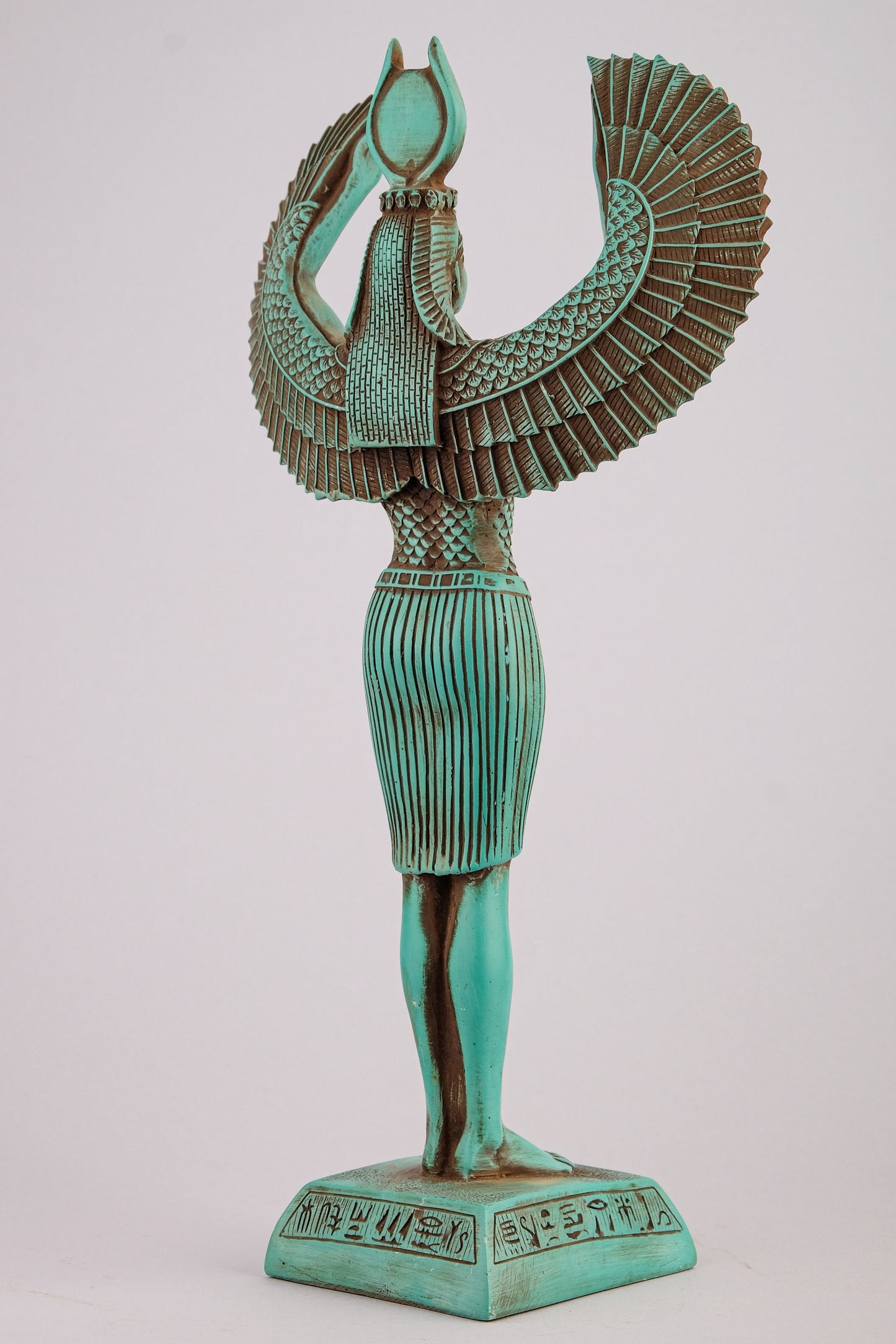 Egyptian statue of Isis wings green large stone symbol of protection and magic unique ancient Egypt