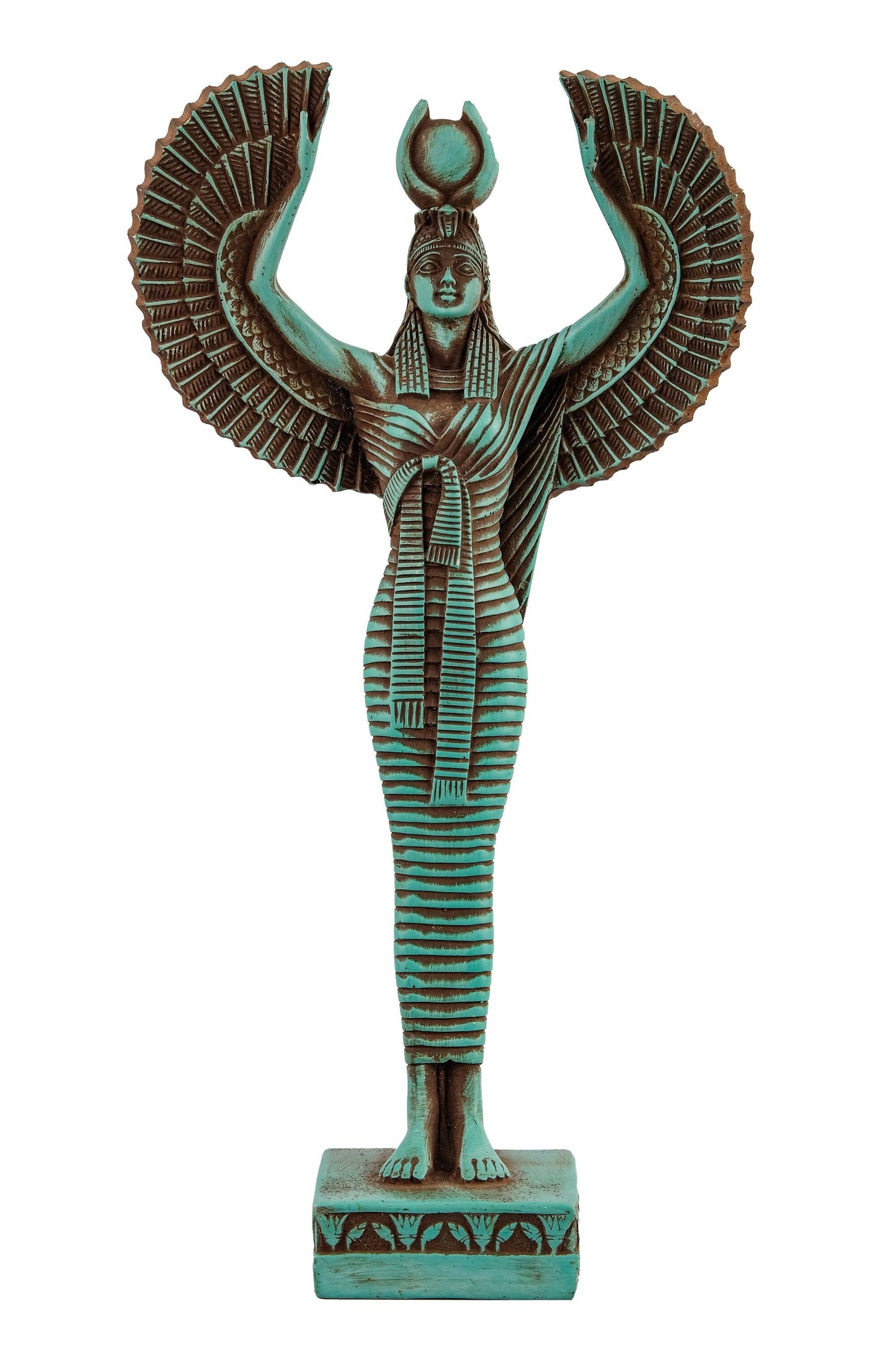 Egyptian statue of Isis wings green large stone Goddess of protection and magic unique ancient Egypt