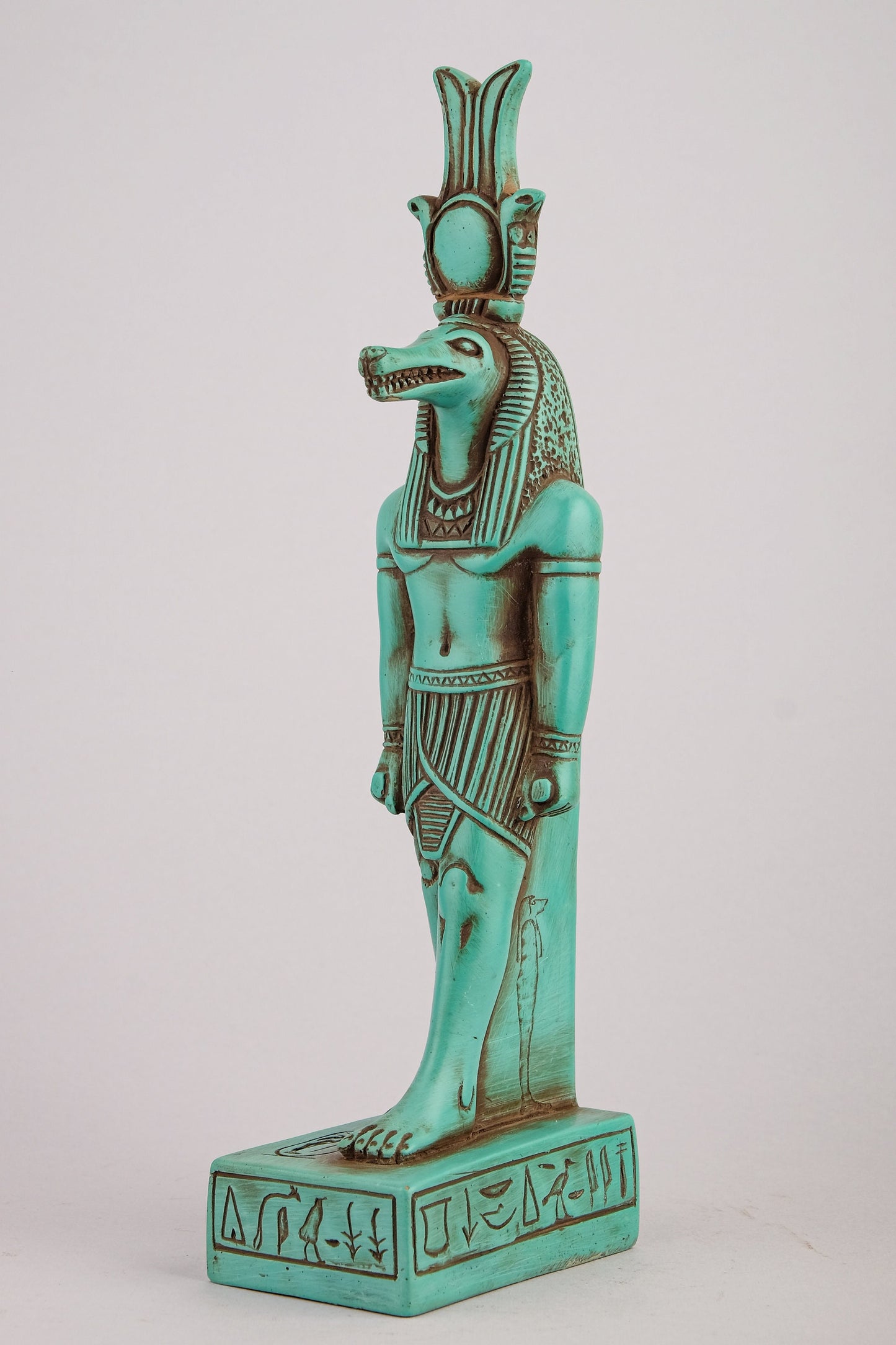 Statue of Egyptian Sobek crocodile symbol of the Nile Sobek (also called Sebek) he is associated Nile crocodile green stone Made in Egypt.