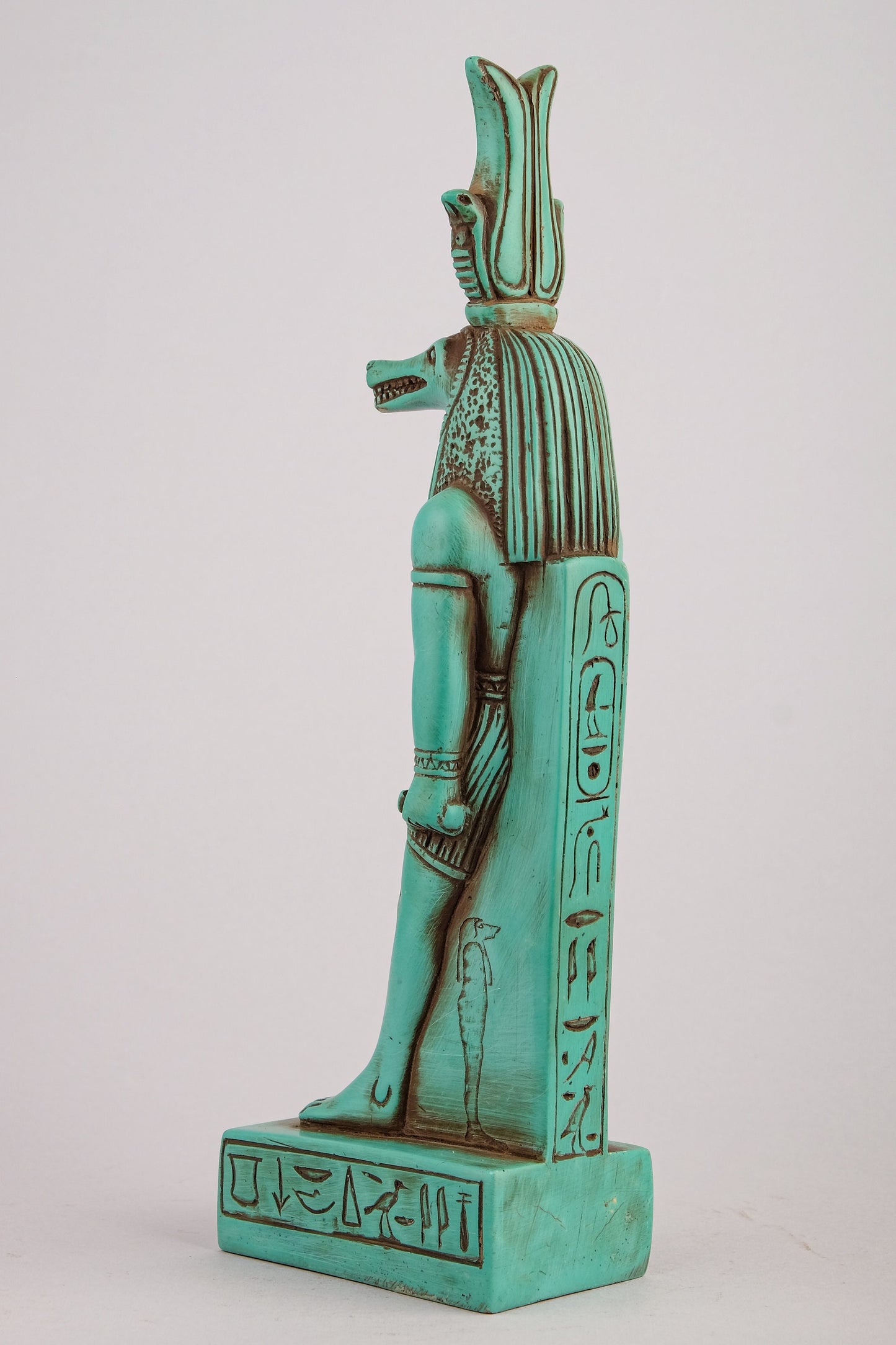 Statue of Egyptian Sobek crocodile symbol of the Nile Sobek (also called Sebek) he is associated Nile crocodile green stone Made in Egypt.