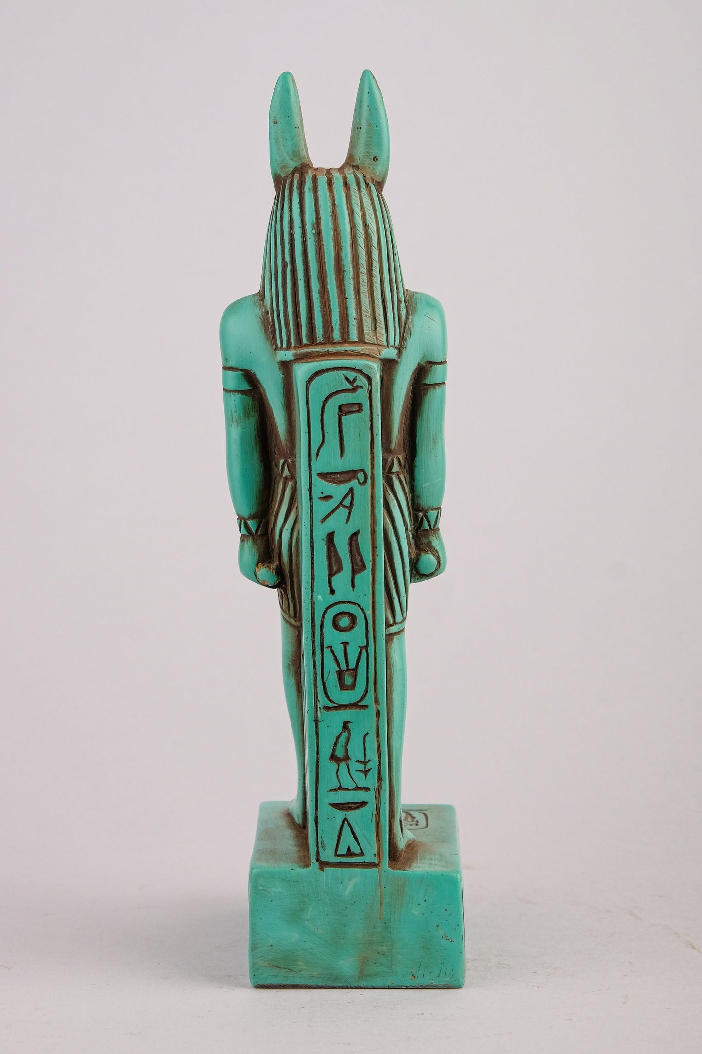 A unique ancient Egyptian statue of Anubis Jackal God of afterlife and mummification green stone made in Egypt