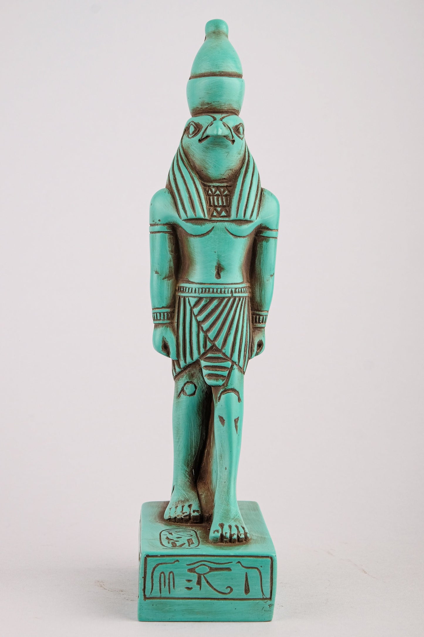 Statue Horus Falcon Headed God of Sky standing unique art Sculpture green stone made in Egypt