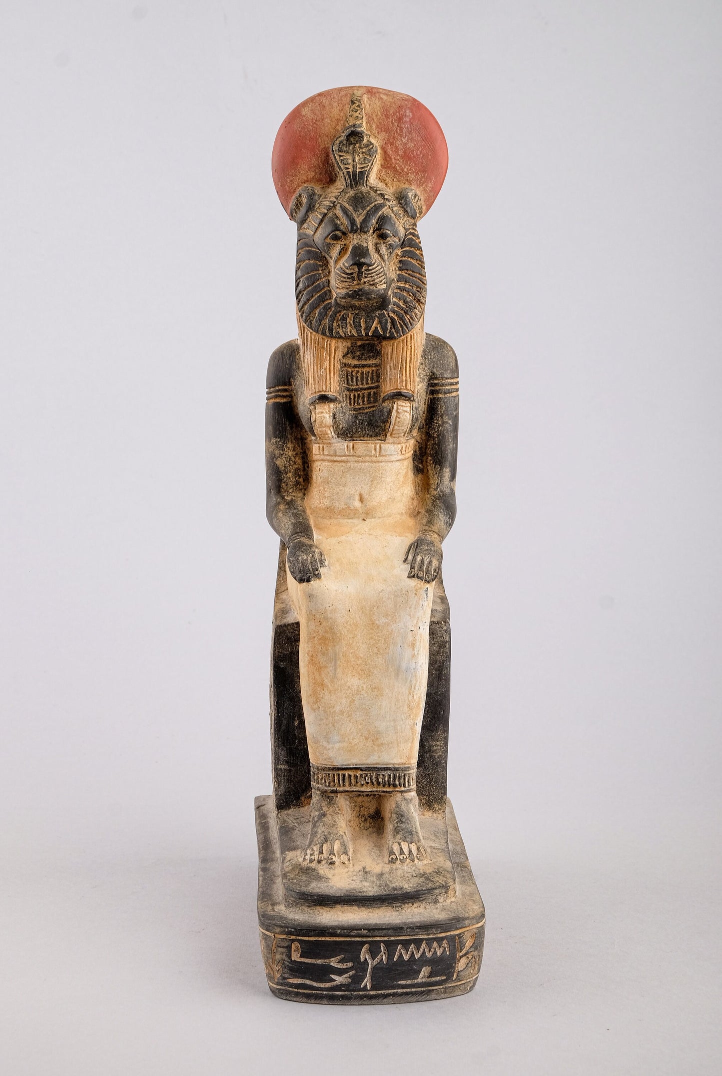 Unique Ancient Egyptian statue of Sekhmet, symbol of war seated, figurine black made in Egypt.