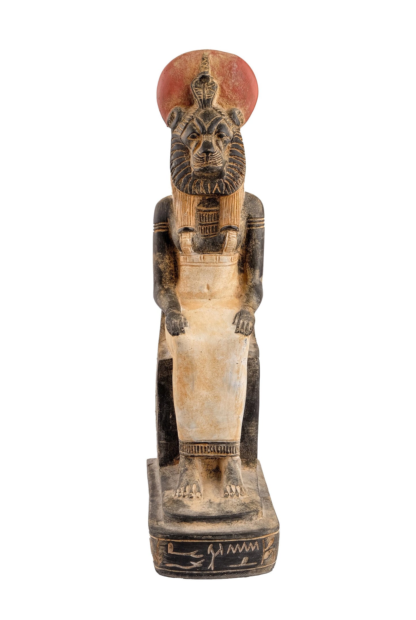 Unique Ancient Egyptian statue of Sekhmet, symbol of war seated, figurine black made in Egypt.