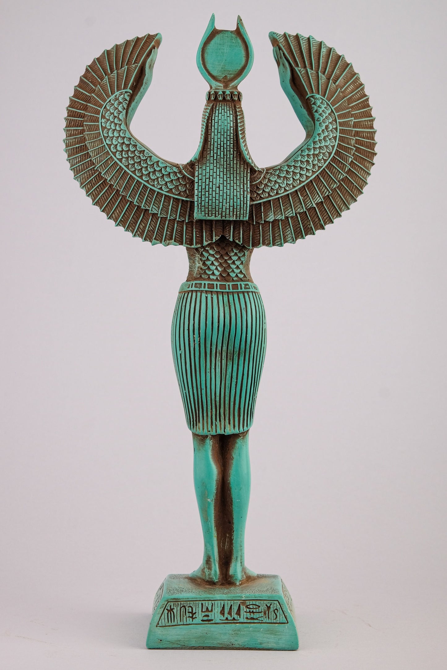 Egyptian statue of Isis wings green large stone symbol of protection and magic unique ancient Egypt