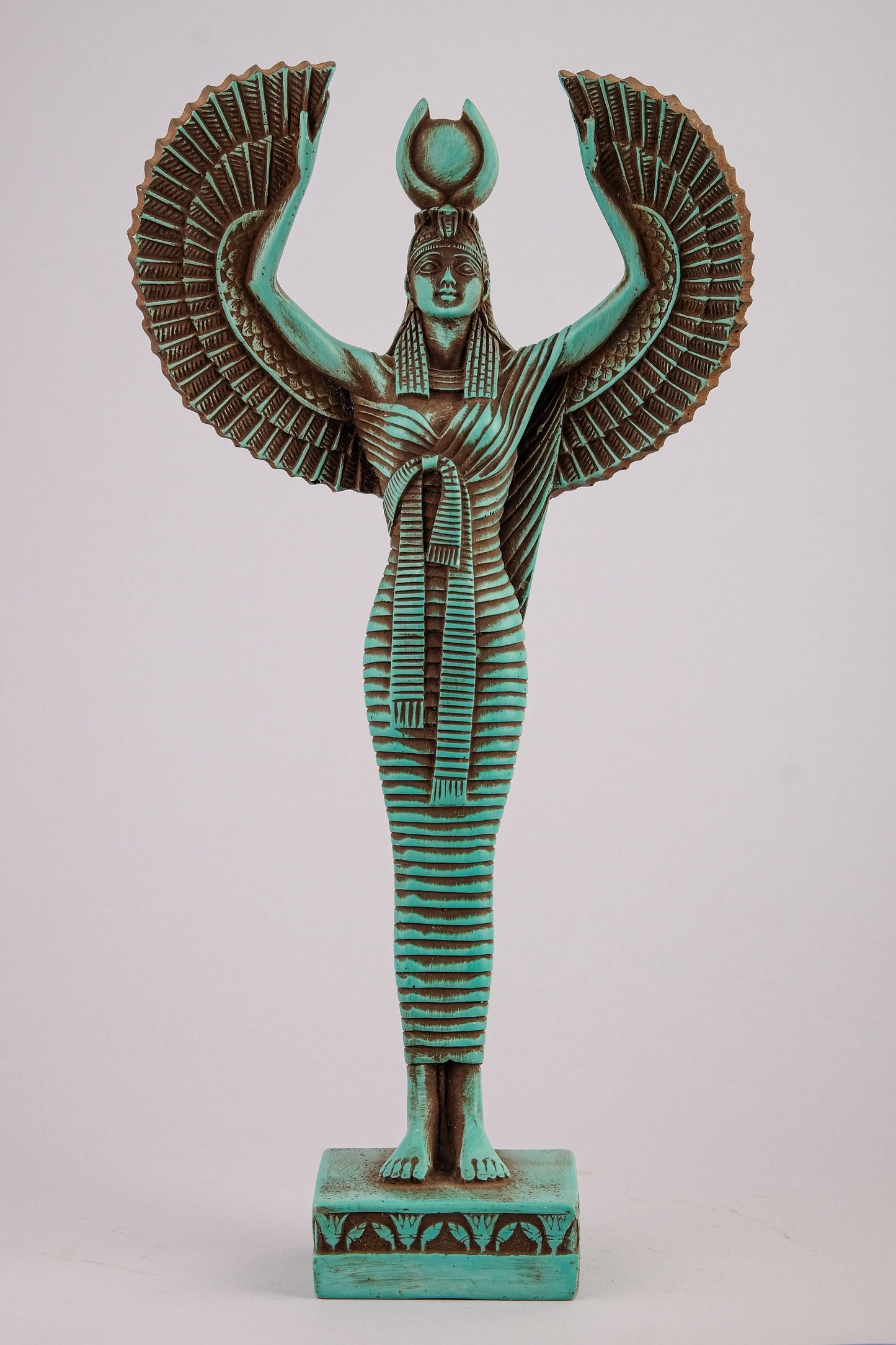 Egyptian statue of Isis wings green large stone Goddess of protection and magic unique ancient Egypt