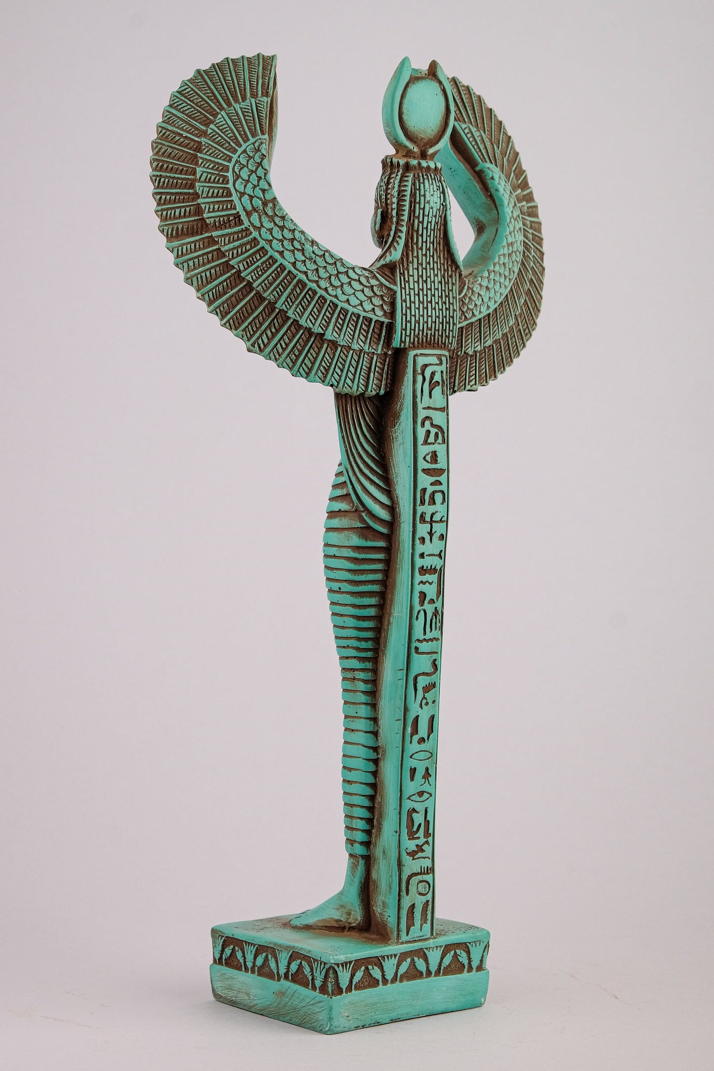 Egyptian statue of Isis wings green large stone Goddess of protection and magic unique ancient Egypt