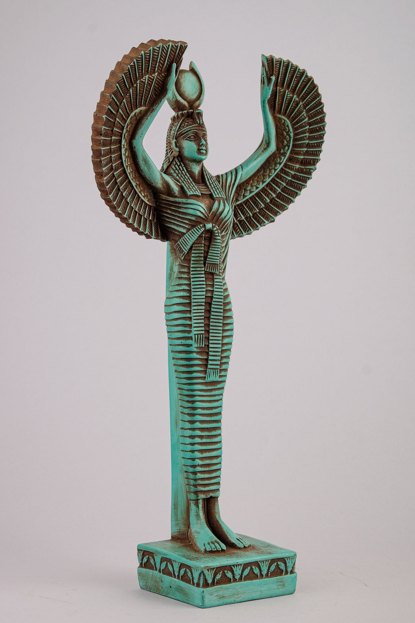 Egyptian statue of Isis wings green large stone Goddess of protection and magic unique ancient Egypt