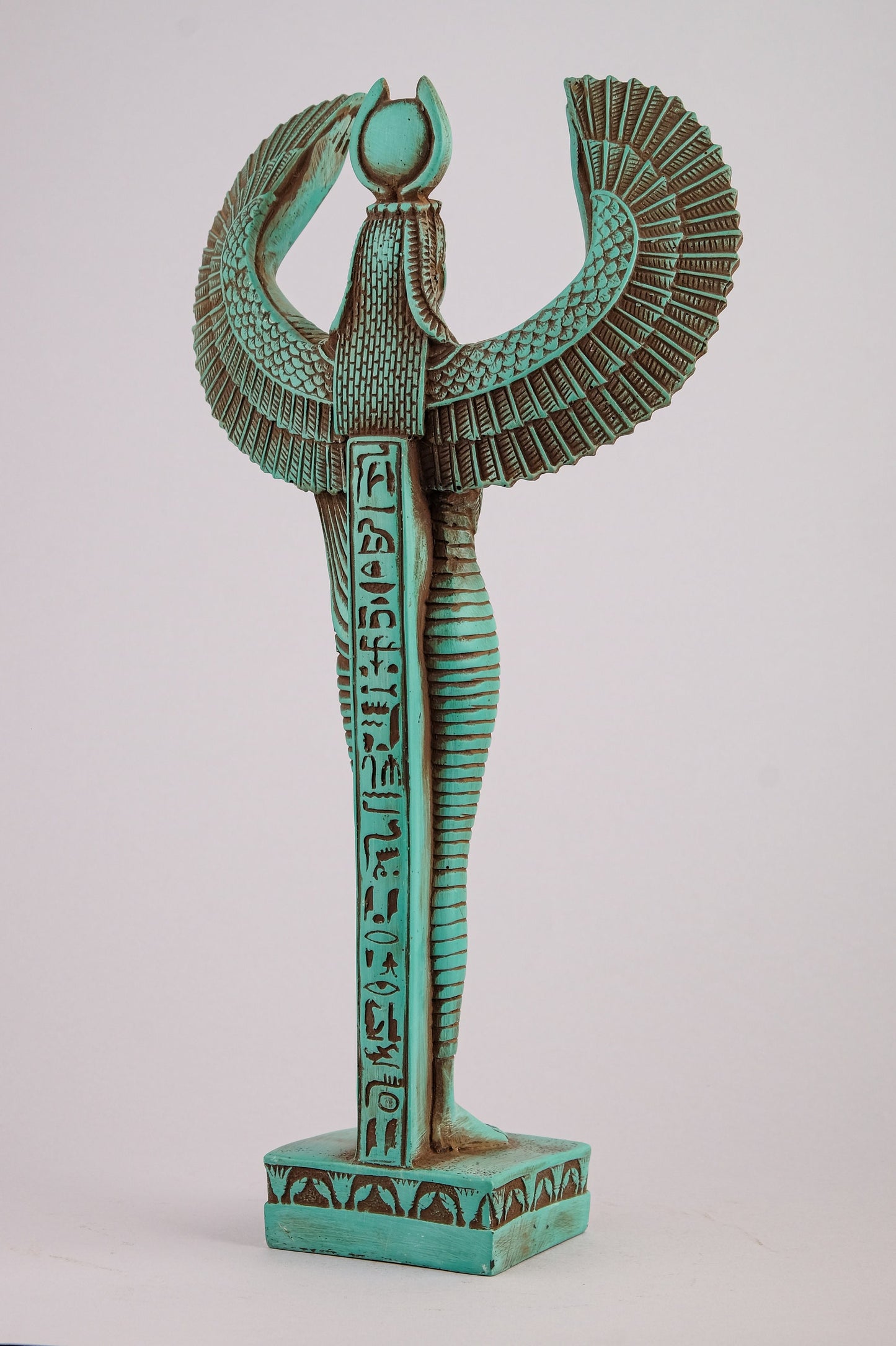 Egyptian statue of Isis wings green large stone Goddess of protection and magic unique ancient Egypt