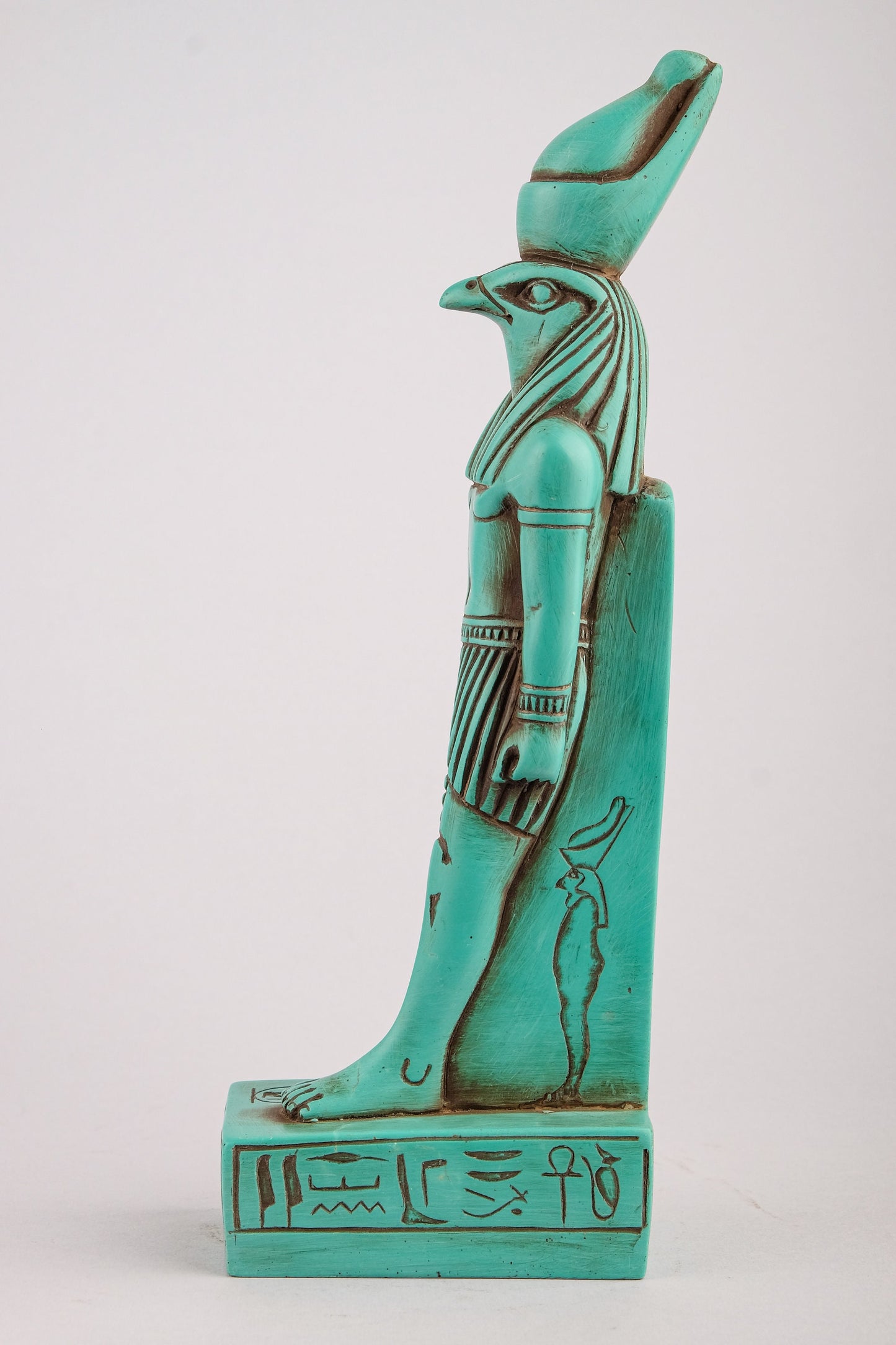 Statue Horus Falcon Headed God of Sky standing unique art Sculpture green stone made in Egypt