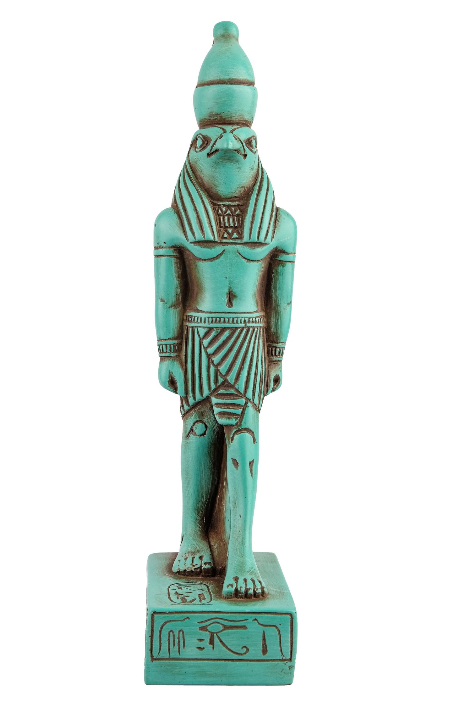 Statue Horus Falcon Headed God of Sky standing unique art Sculpture green stone made in Egypt