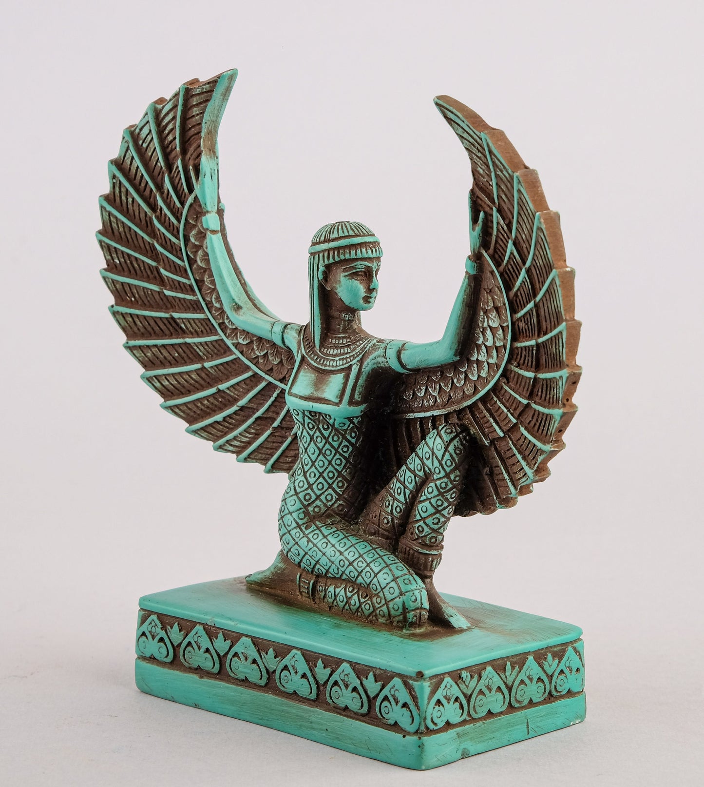 Egyptian statue of Isis handmade from green limestone made in Egypt