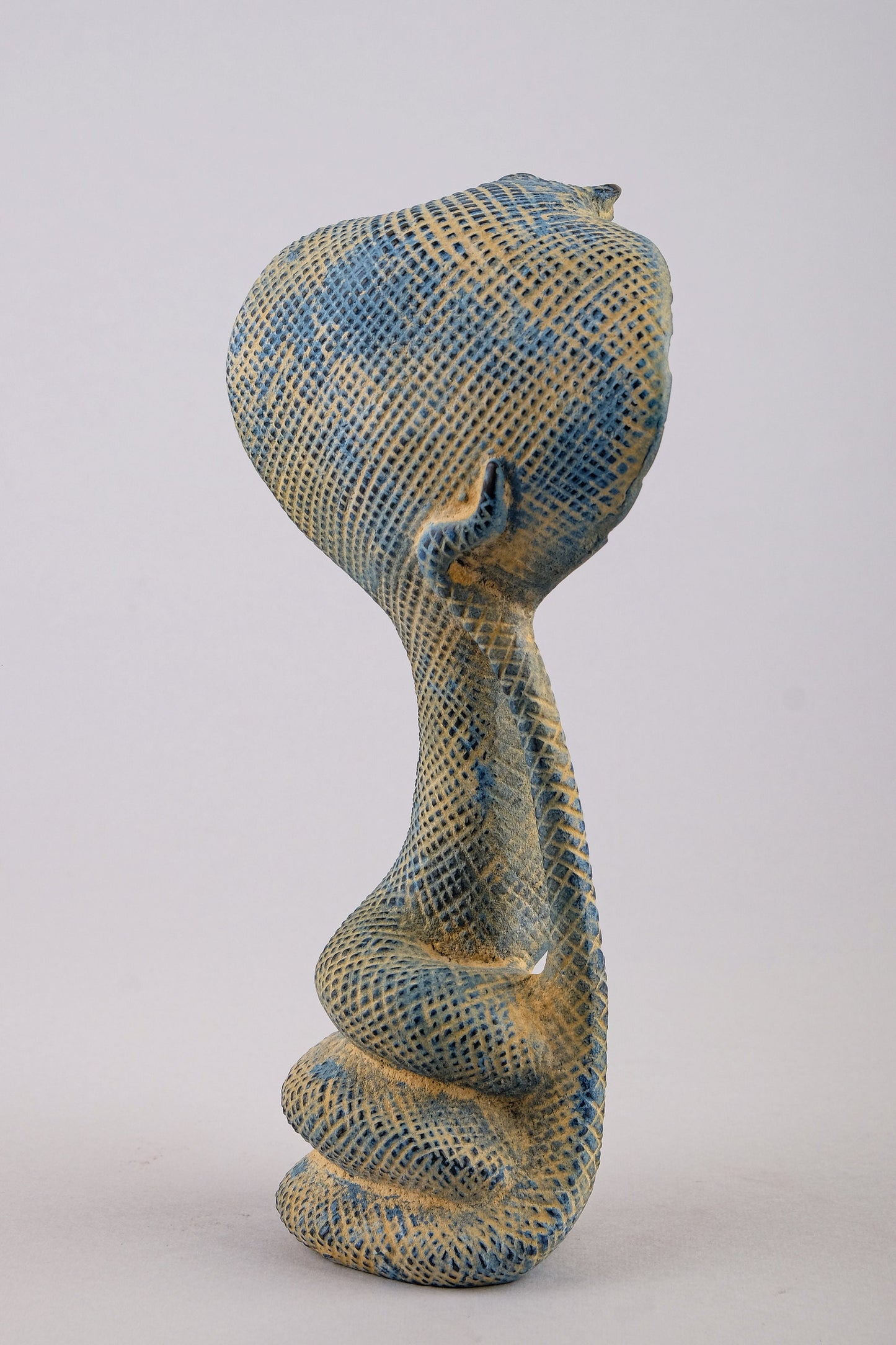 The mighty Uraes - Ancient Egyptian Cobra - Replica Altar statue Flawlessly carved from blue stone - Handmade in Egypt