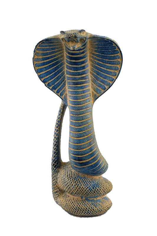 The mighty Uraes - Ancient Egyptian Cobra - Replica Altar statue Flawlessly carved from blue stone - Handmade in Egypt