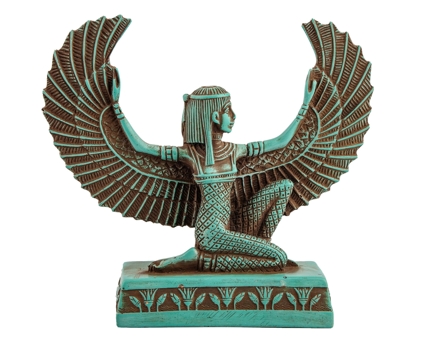 statue of Isis Wings made of green limestone made in Egypt