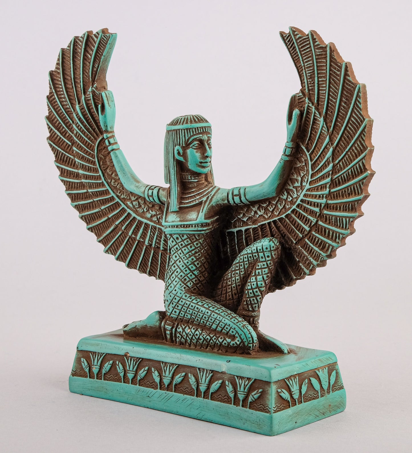 statue of Isis Wings made of green limestone made in Egypt