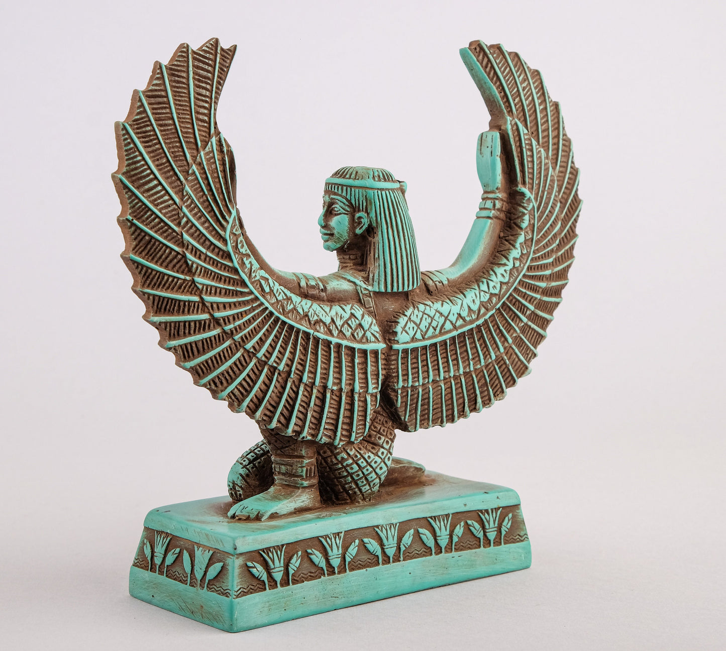 statue of Isis Wings made of green limestone made in Egypt