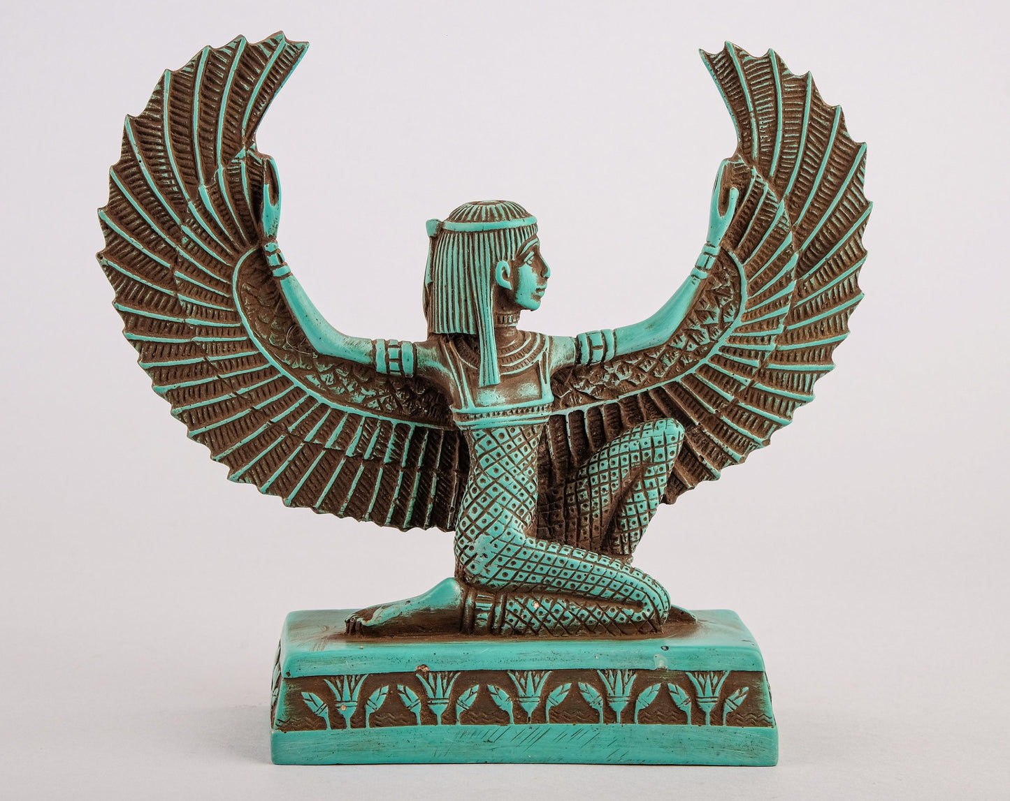 statue of Isis Wings made of green limestone made in Egypt