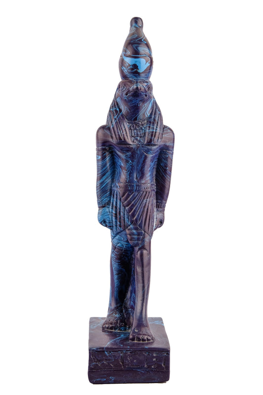 Statue Horus Falcon Headed God of Sky standing unique art Sculpture blue made in Egypt