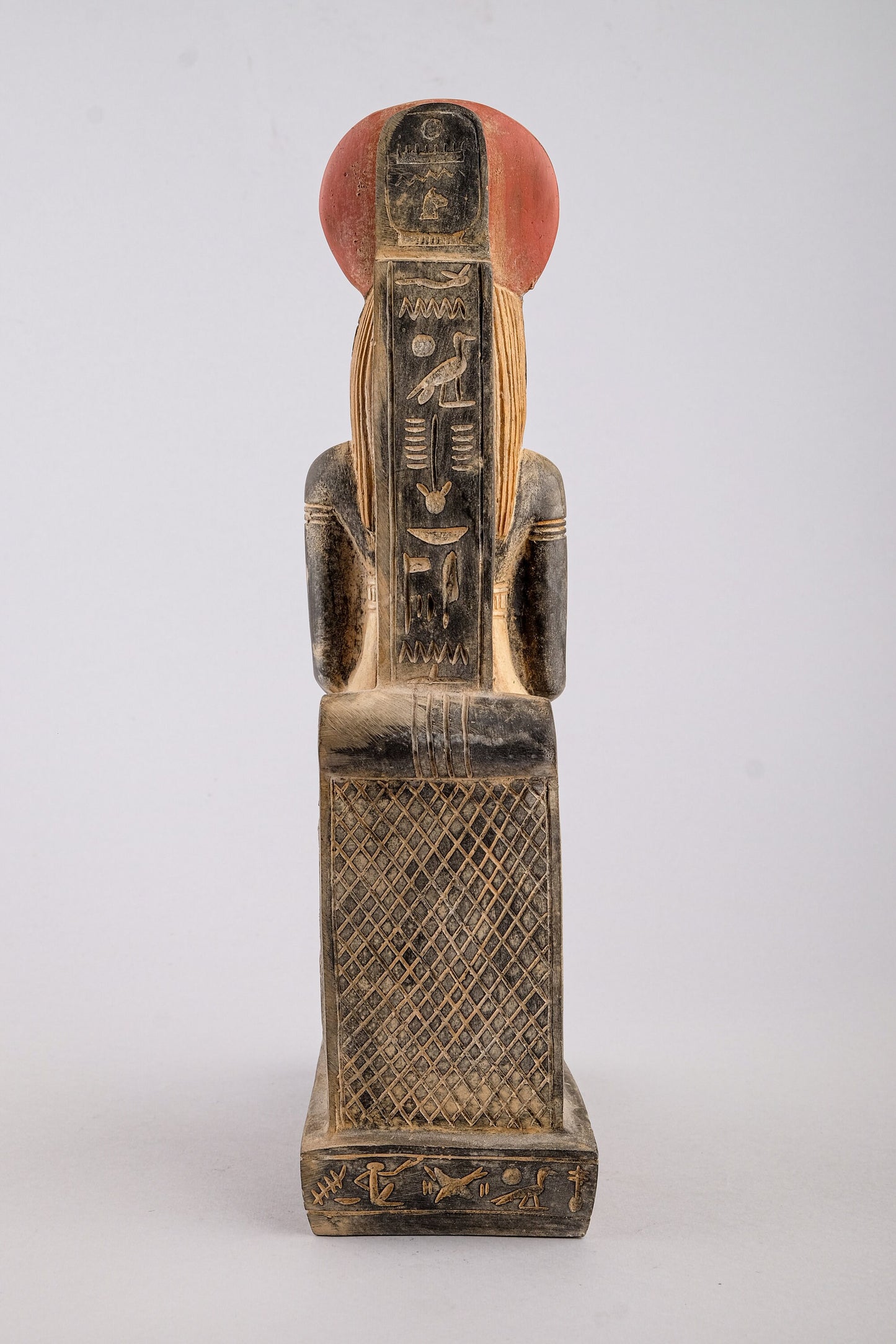 Unique Ancient Egyptian statue of Sekhmet, symbol of war seated, figurine black made in Egypt.