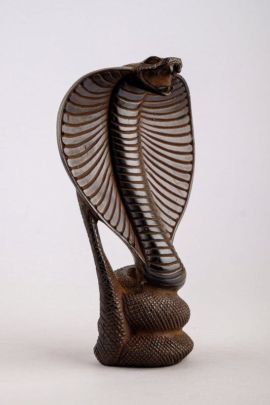 The mighty Uraes - Ancient Egyptian Cobra - Replica Altar statue Flawlessly carved from black basalt stone - Handmade in Egypt