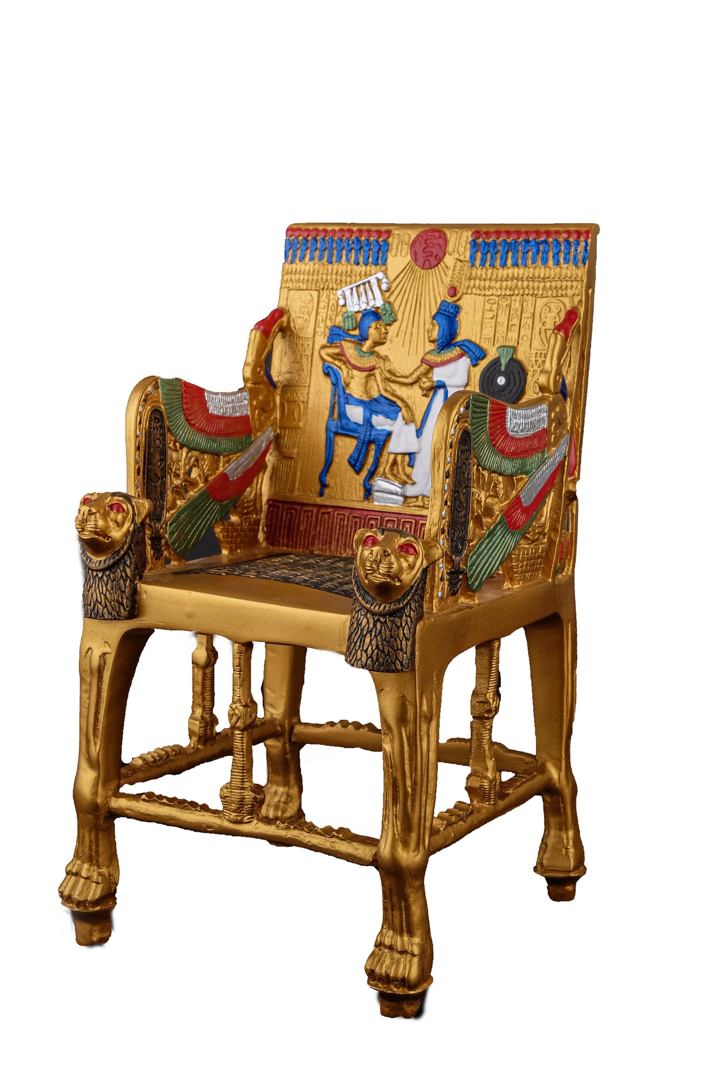 Gorgeous King Tutankhamun Throne Large - Handmade from polystone with the gold painting - Replica - handmade - made in Egypt