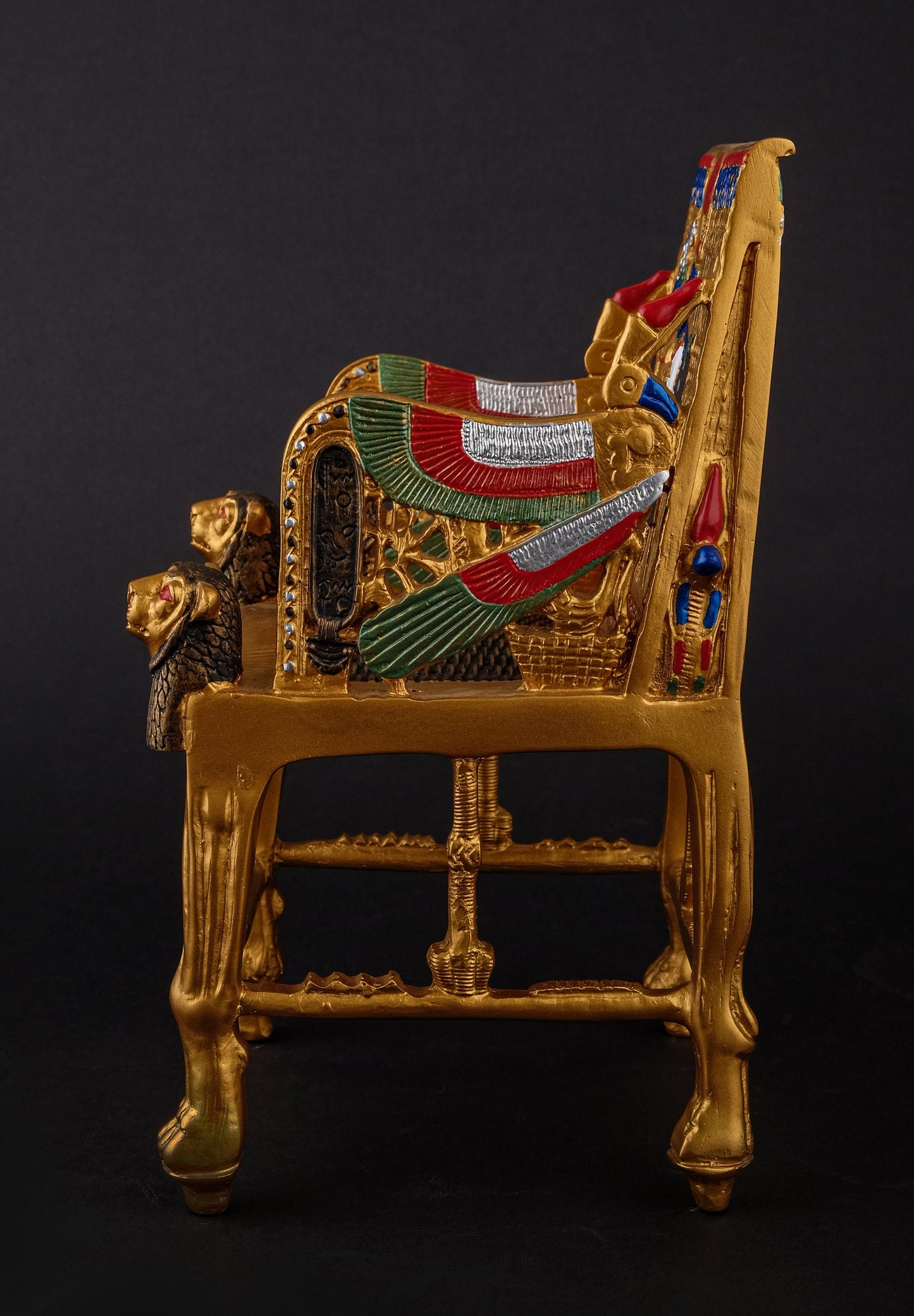 Gorgeous King Tutankhamun Throne Large - Handmade from polystone with the gold painting - Replica - handmade - made in Egypt