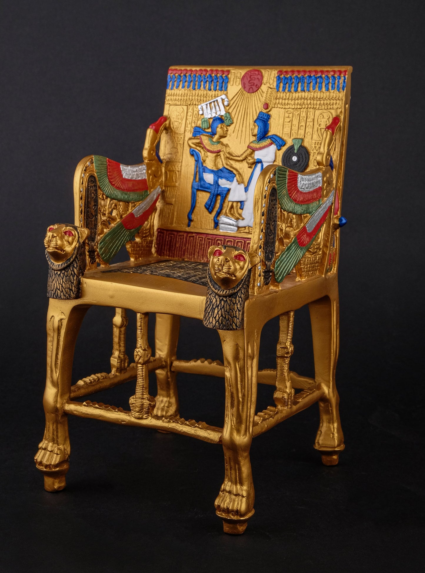 Gorgeous King Tutankhamun Throne Large - Handmade from polystone with the gold painting - Replica - handmade - made in Egypt