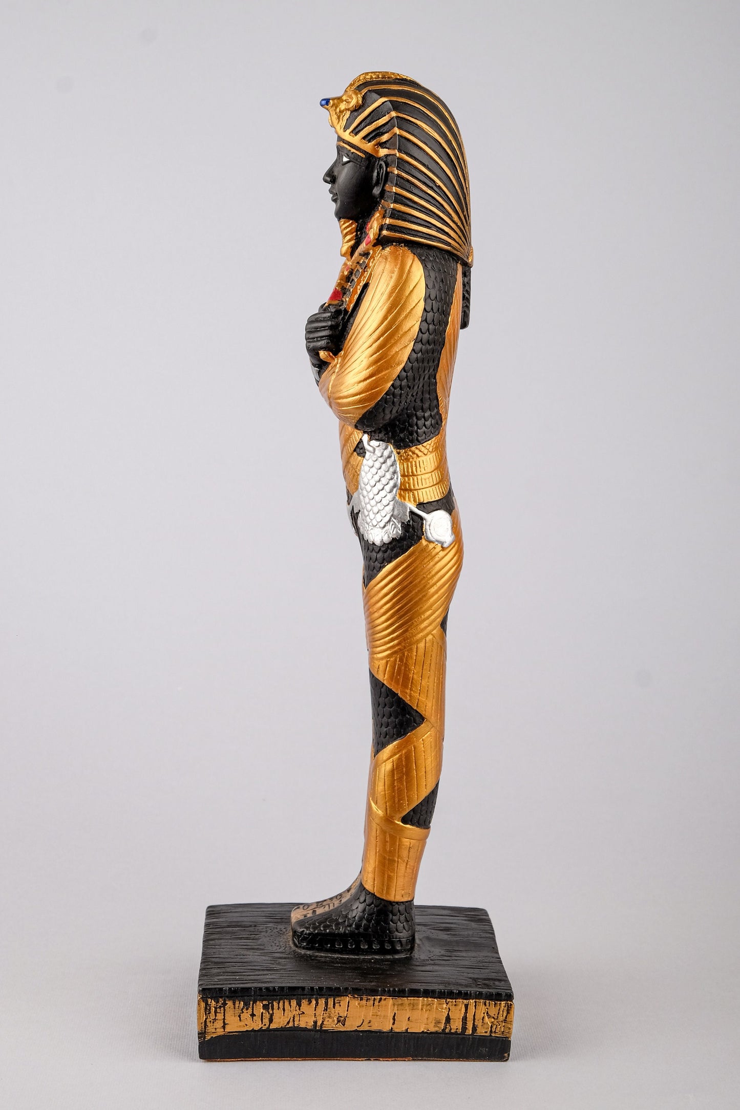 Unique Ancient Egyptian statue of King Tutankhamun large hand painted gold Black heavy stone made in Egypt