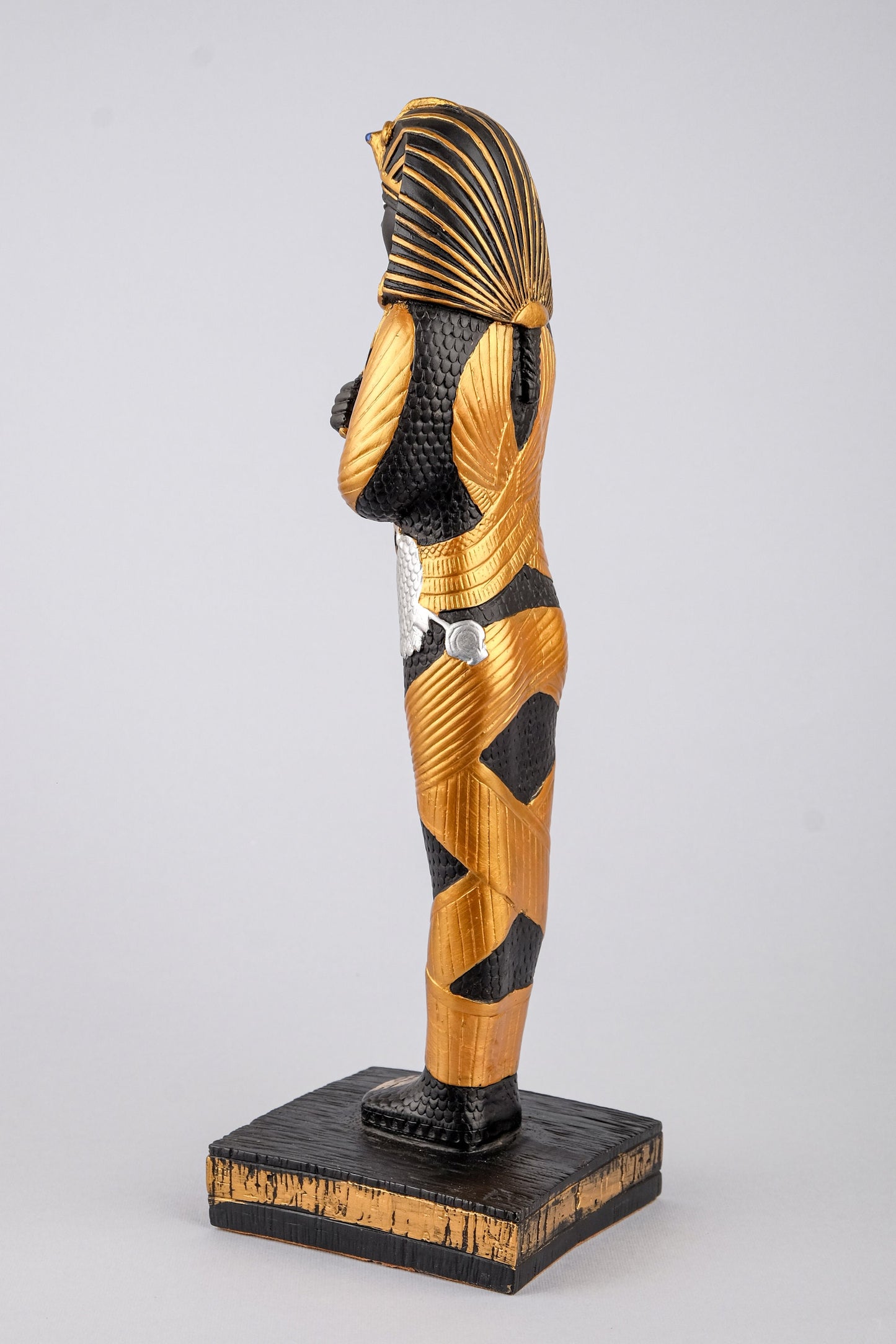 Unique Ancient Egyptian statue of King Tutankhamun large hand painted gold Black heavy stone made in Egypt