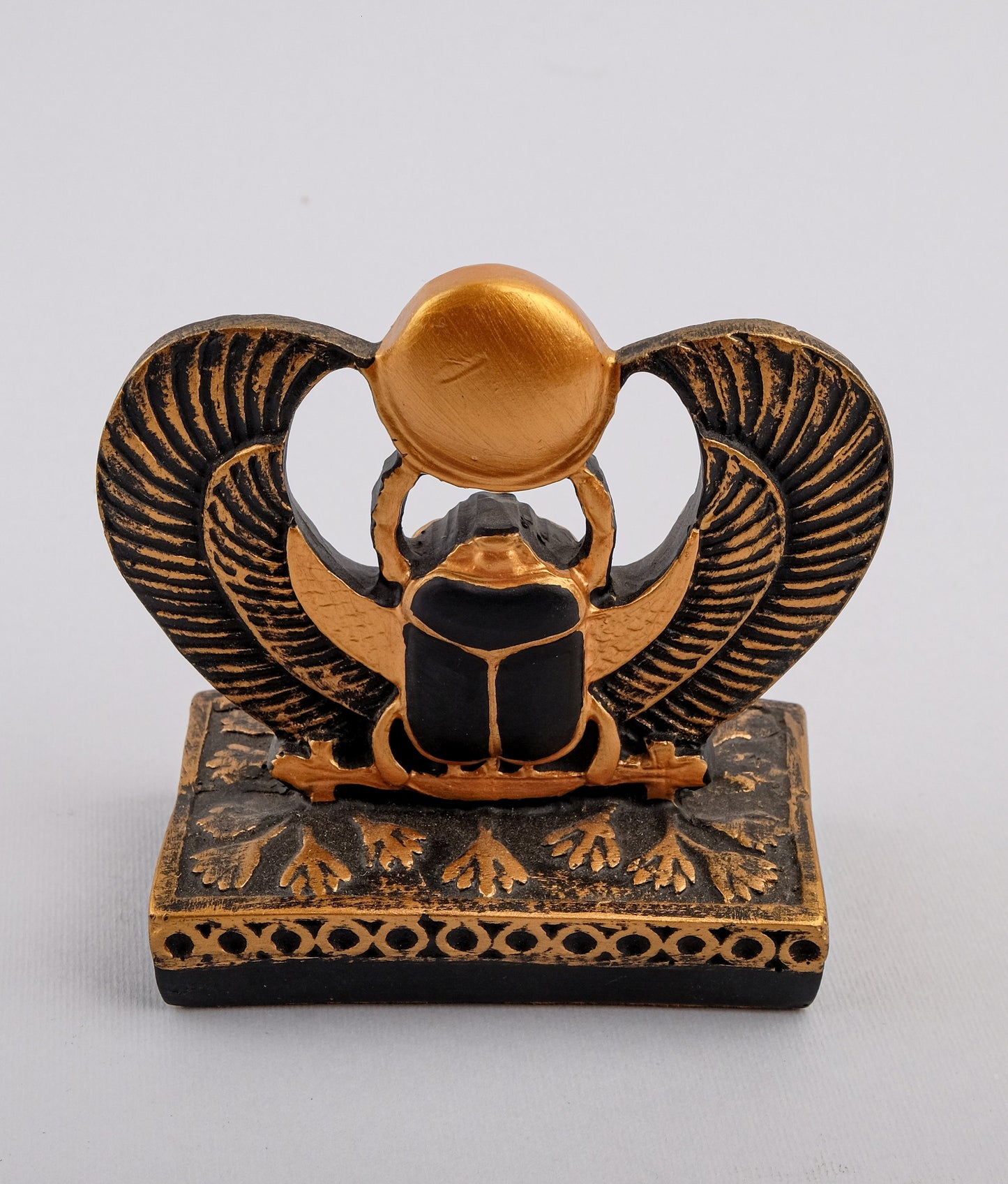 Egyptian Art Winged Sacred SCARAB Beetle Khepri Small painted gold black made in Egypt