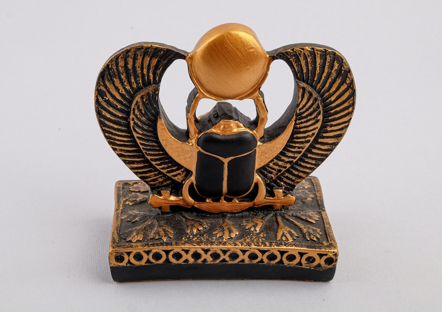 Egyptian Art Winged Sacred SCARAB Beetle Khepri Small painted gold black made in Egypt