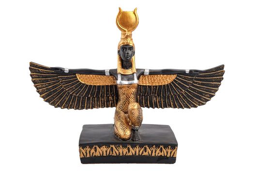 Egyptian statue of Isis Wings hand painted gold and black made in Egypt