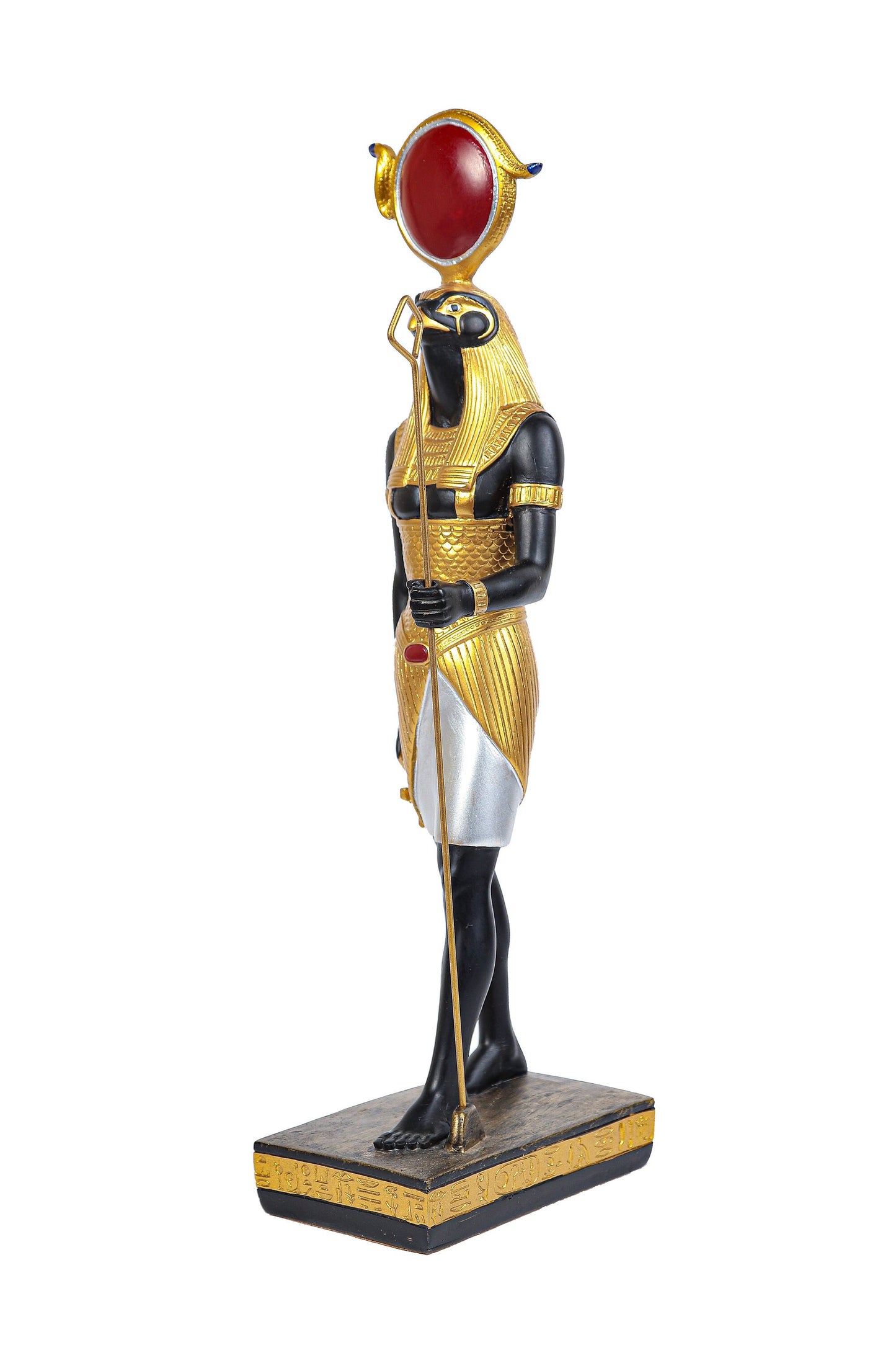 Statue of Ra Harakhte Sun God crowned with a solar disk Unique gold black large made in Egypt