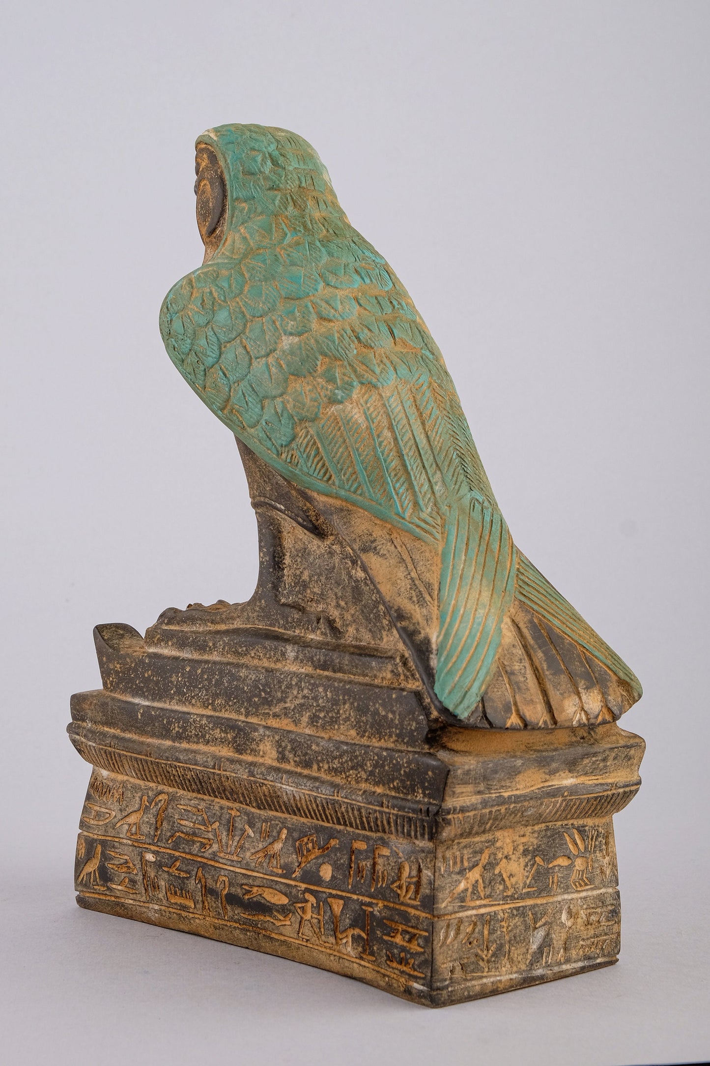 Statue of Horus god Falcon Bird heavy solid stone made in Egypt