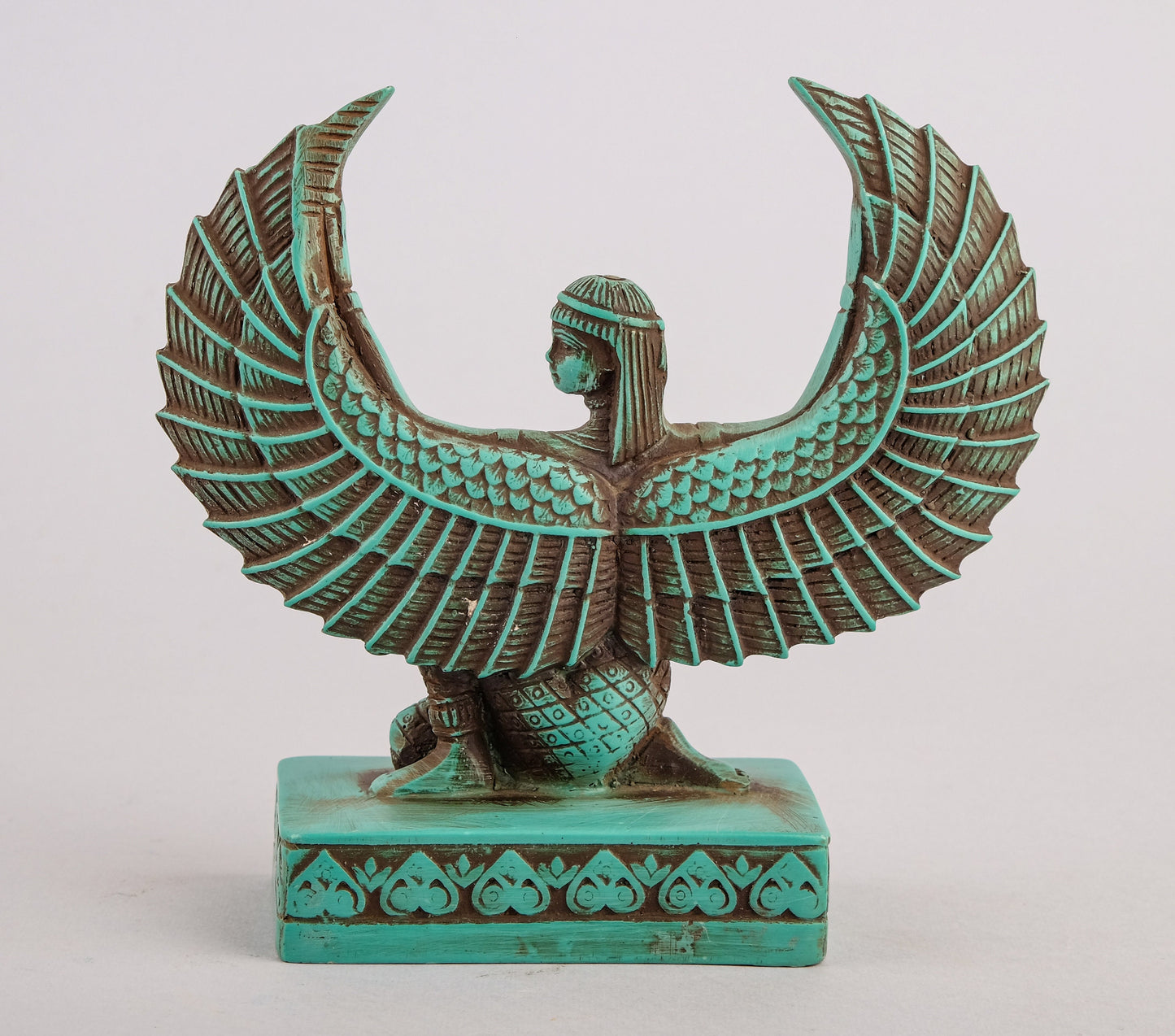 Egyptian statue of Isis handmade from green limestone made in Egypt