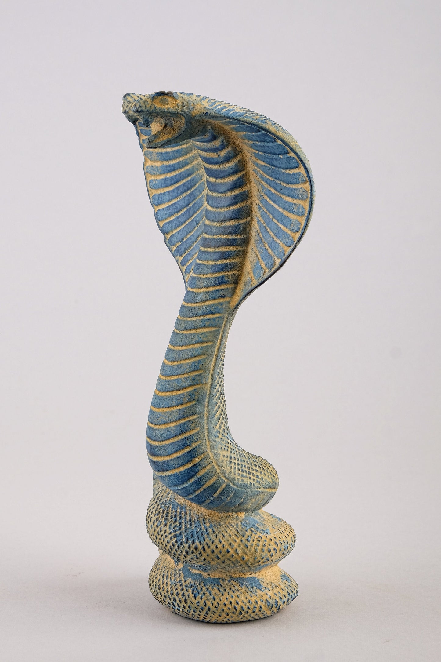 The mighty Uraes - Ancient Egyptian Cobra - Replica Altar statue Flawlessly carved from blue stone - Handmade in Egypt