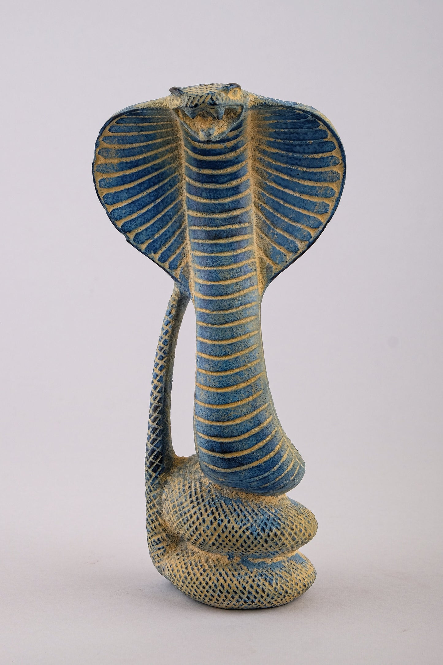 The mighty Uraes - Ancient Egyptian Cobra - Replica Altar statue Flawlessly carved from blue stone - Handmade in Egypt