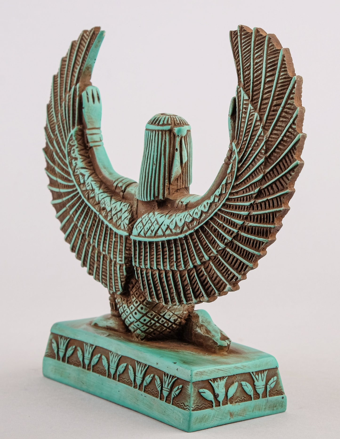 statue of Isis Wings made of green limestone made in Egypt