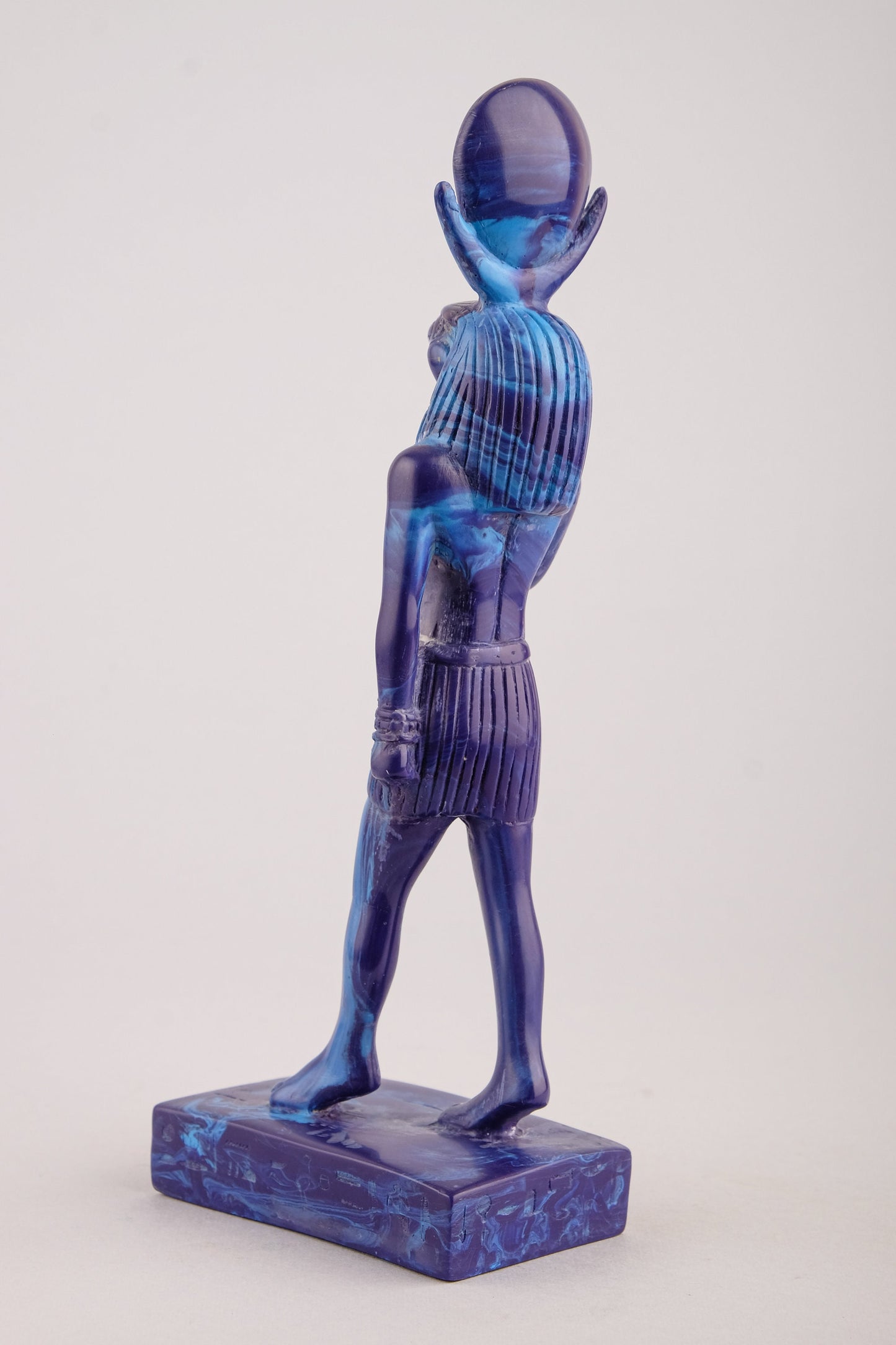 Ancient Egyptian blue statue of sun God Ra Harakhte made in Egypt