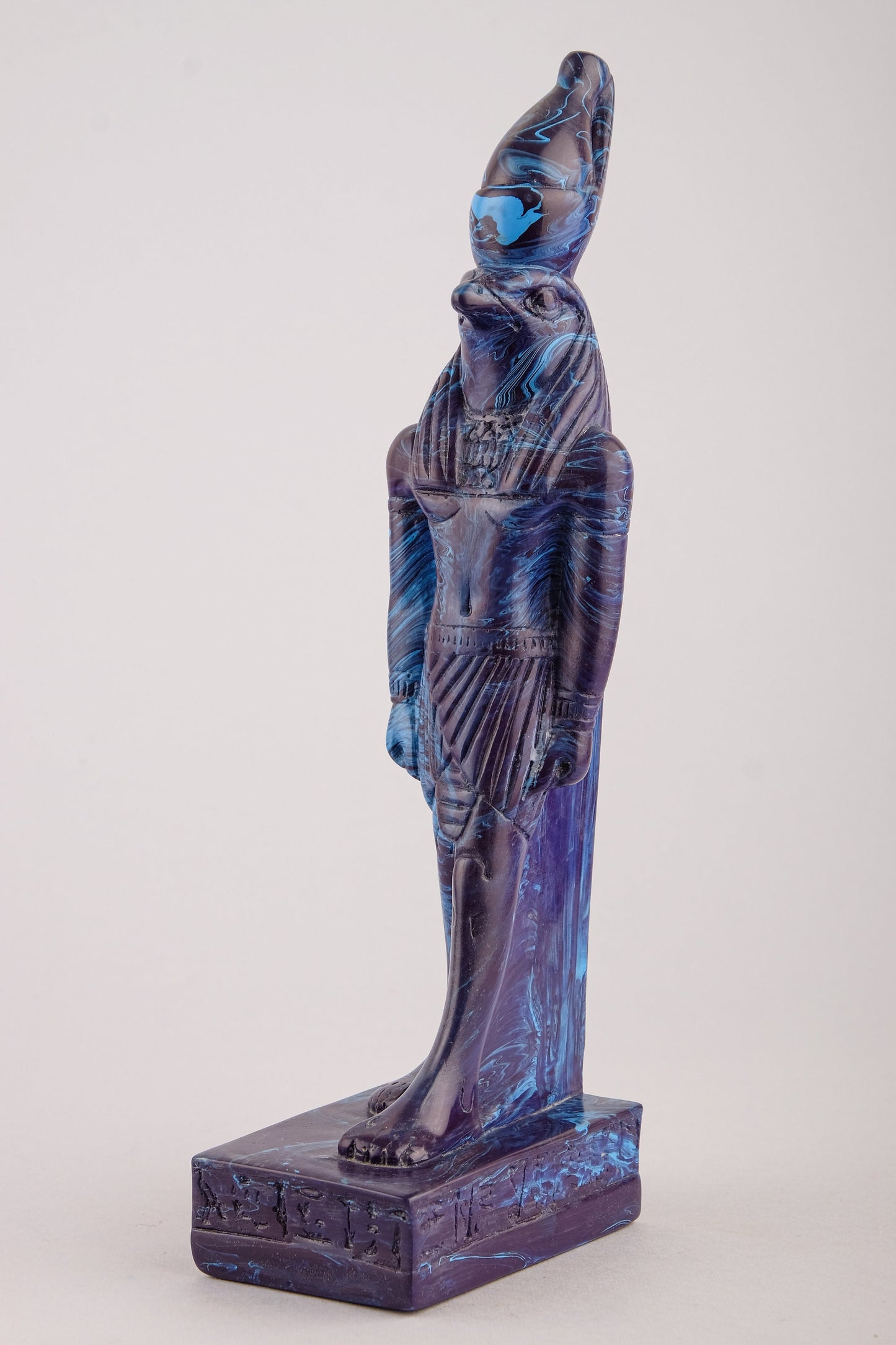 Statue Horus Falcon Headed God of Sky standing unique art Sculpture blue made in Egypt