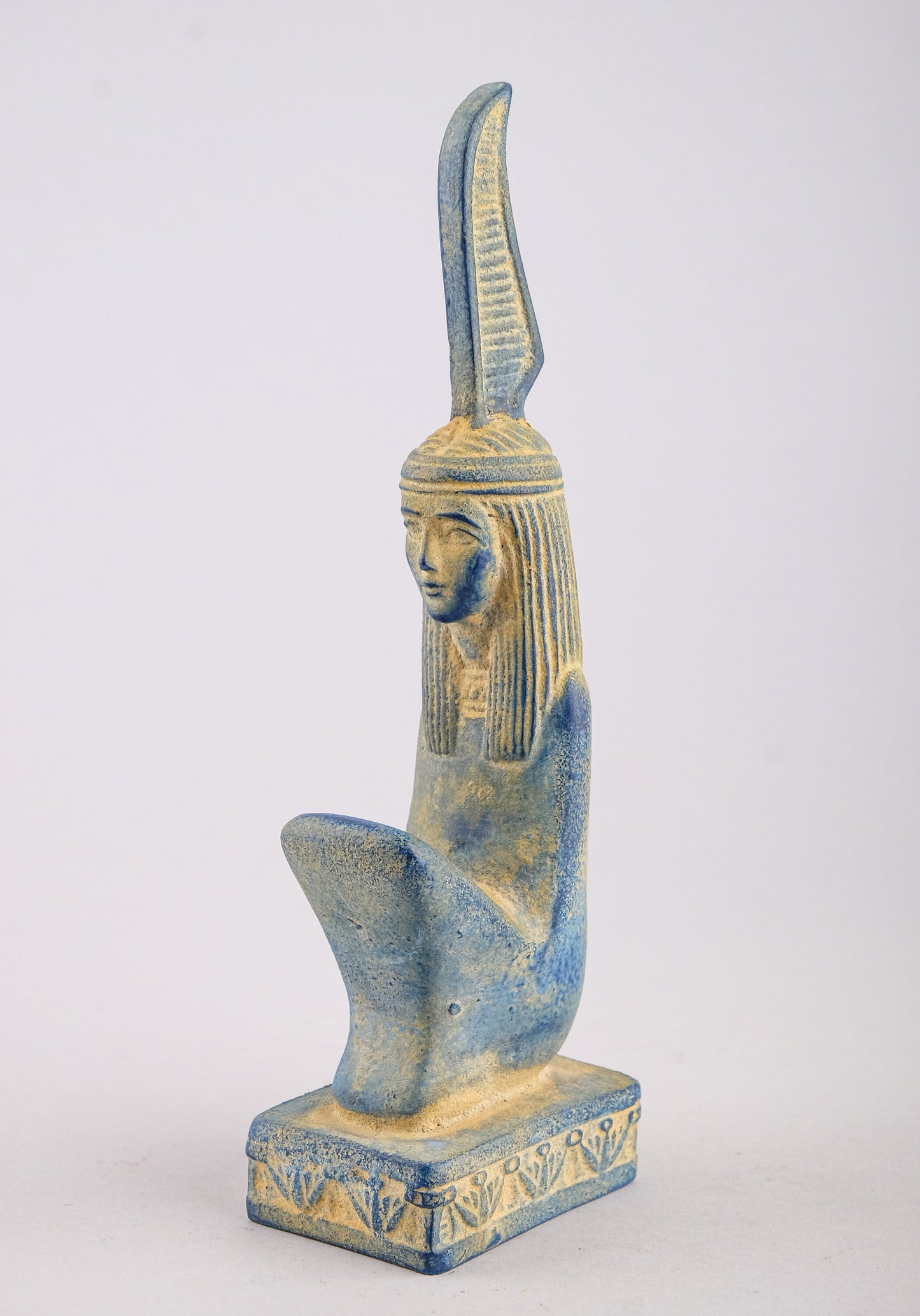 Unique ancient Egyptian statue Maat symbol of Balance and Truth Blue Stone handmade Egyptian art Altar statue made in Egypt