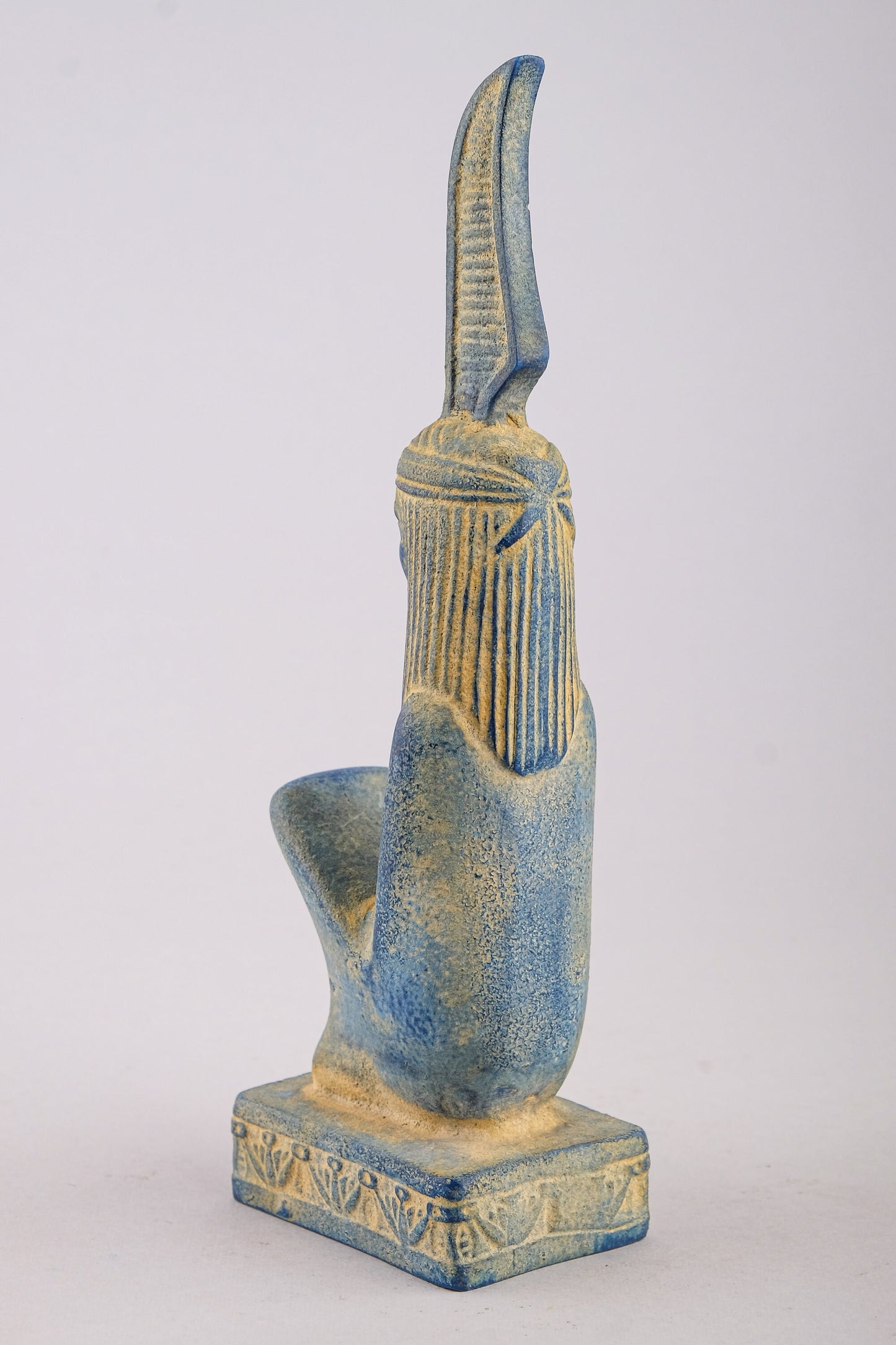 Unique ancient Egyptian statue Maat symbol of Balance and Truth Blue Stone handmade Egyptian art Altar statue made in Egypt