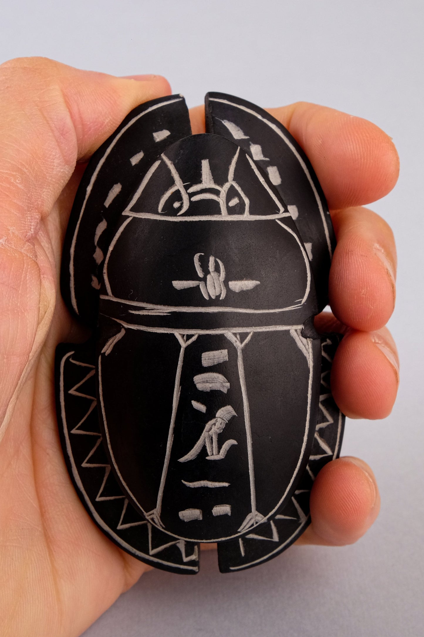 Unique Ancient Egyptian Sacred Scarab winged black stone made in Egypt