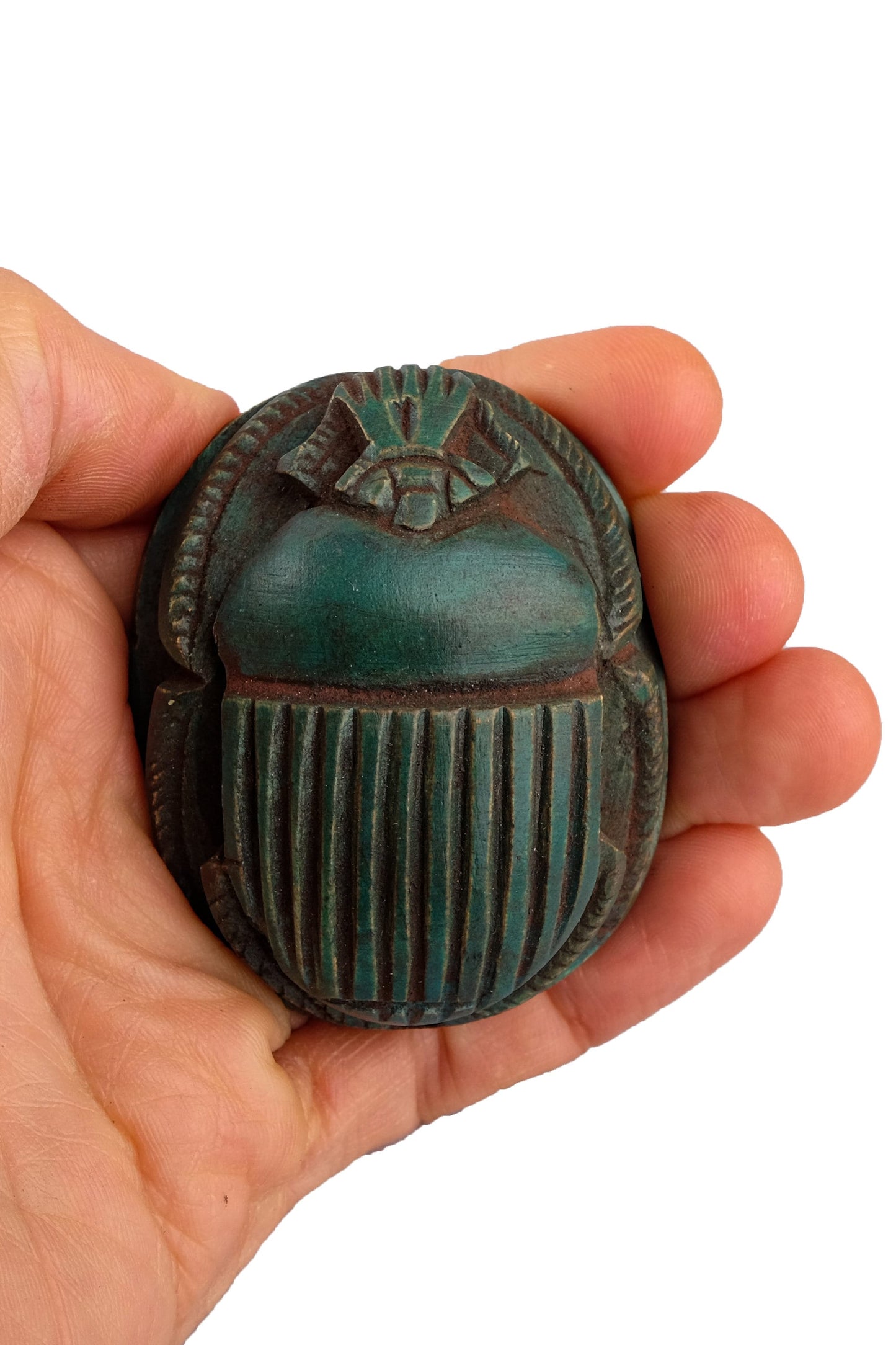 Unique Ancient Egyptian Sacred Scarab winged green natural stone made in Egypt