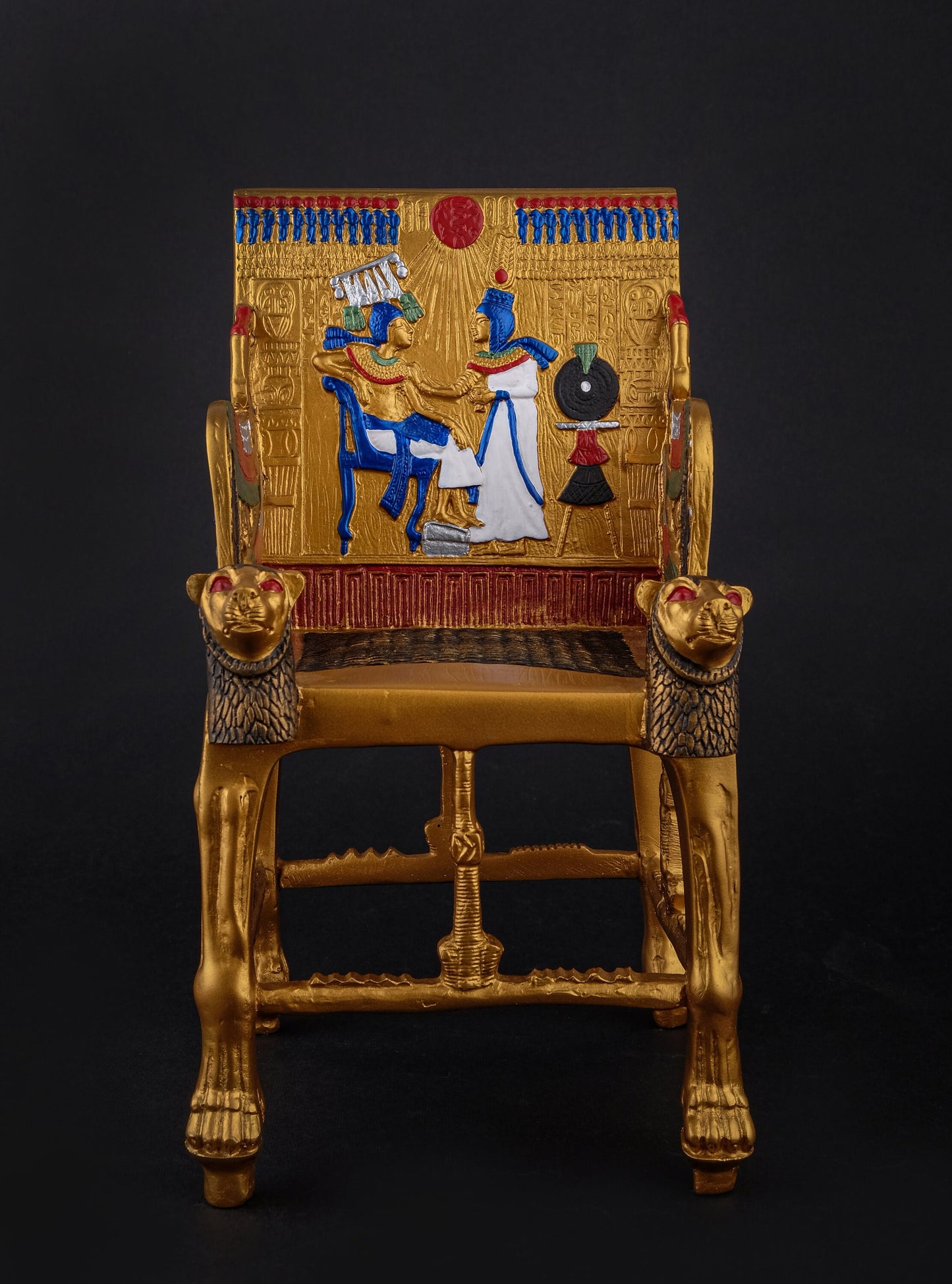 Gorgeous King Tutankhamun Throne Large - Handmade from polystone with the gold painting - Replica - handmade - made in Egypt