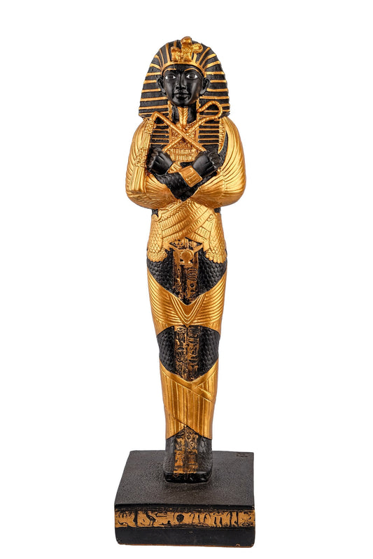 Ancient Egyptian statue of King Tutankhamun large hand painted gold Black heavy stone made in Egypt