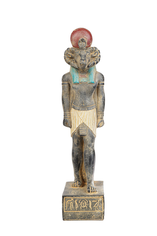 Ancient Egyptian Statue of Khnum heavy stone. Khnum was Symbol of the Nile and fertility in form of Ram - made in Egypt